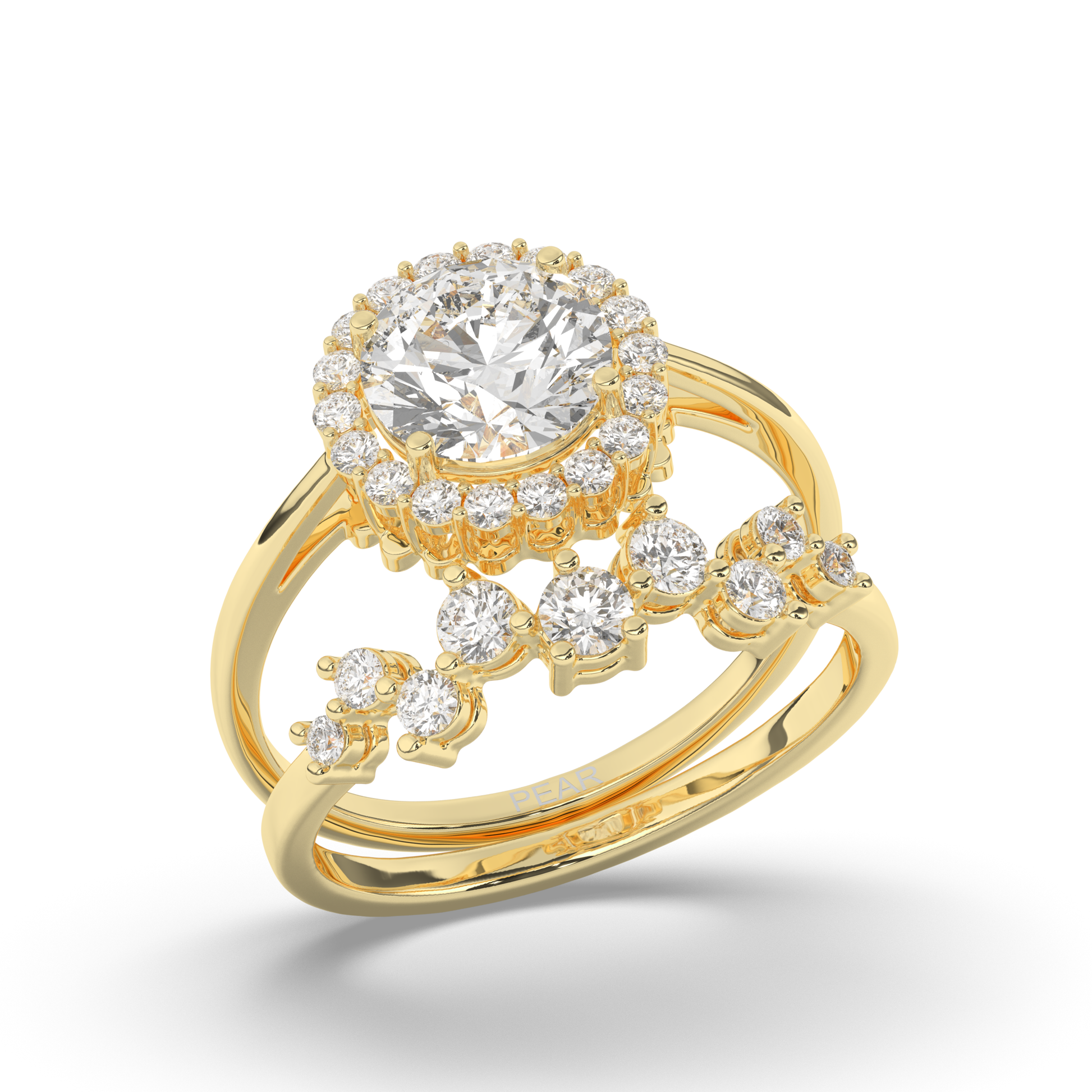 Halo Wedding Ring - Pear Jewels