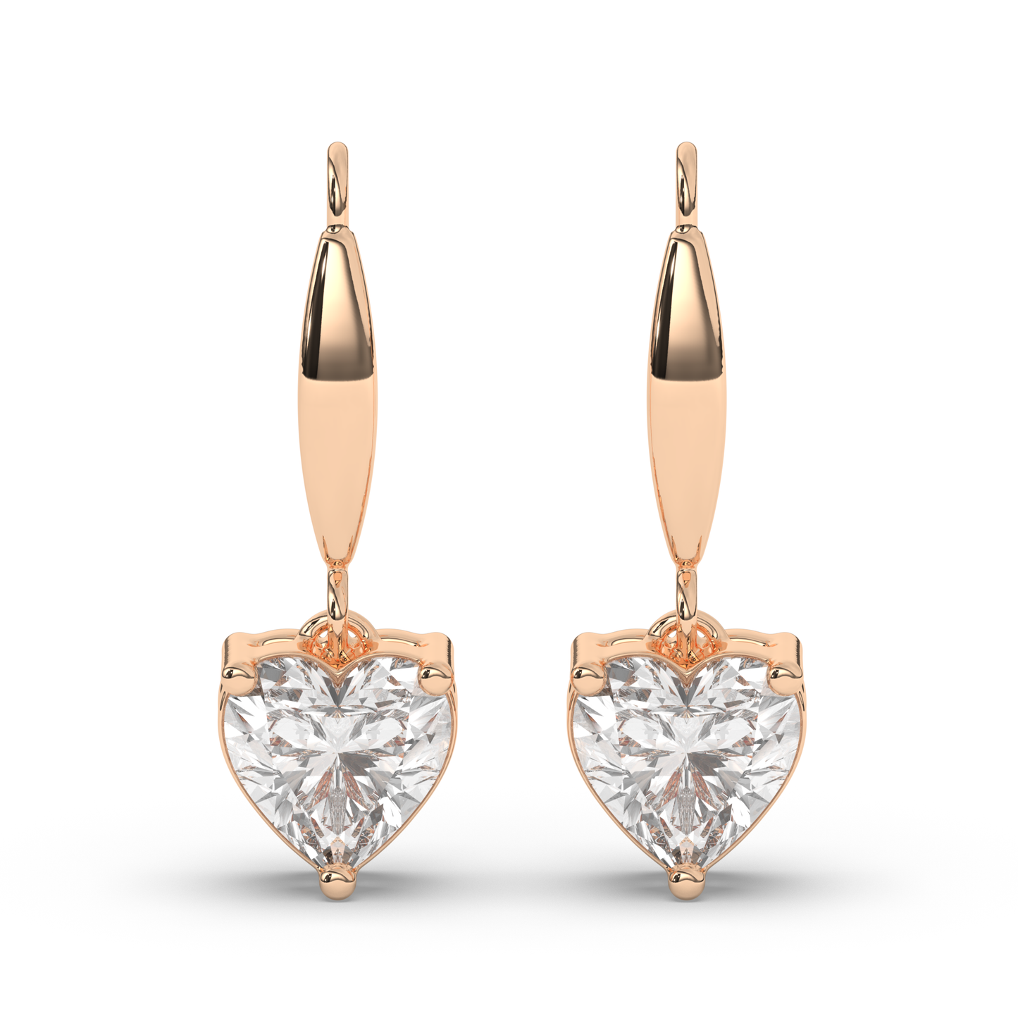 Heart-Shaped Lab-Grown Diamond Dangle Earrings - Pear Jewels