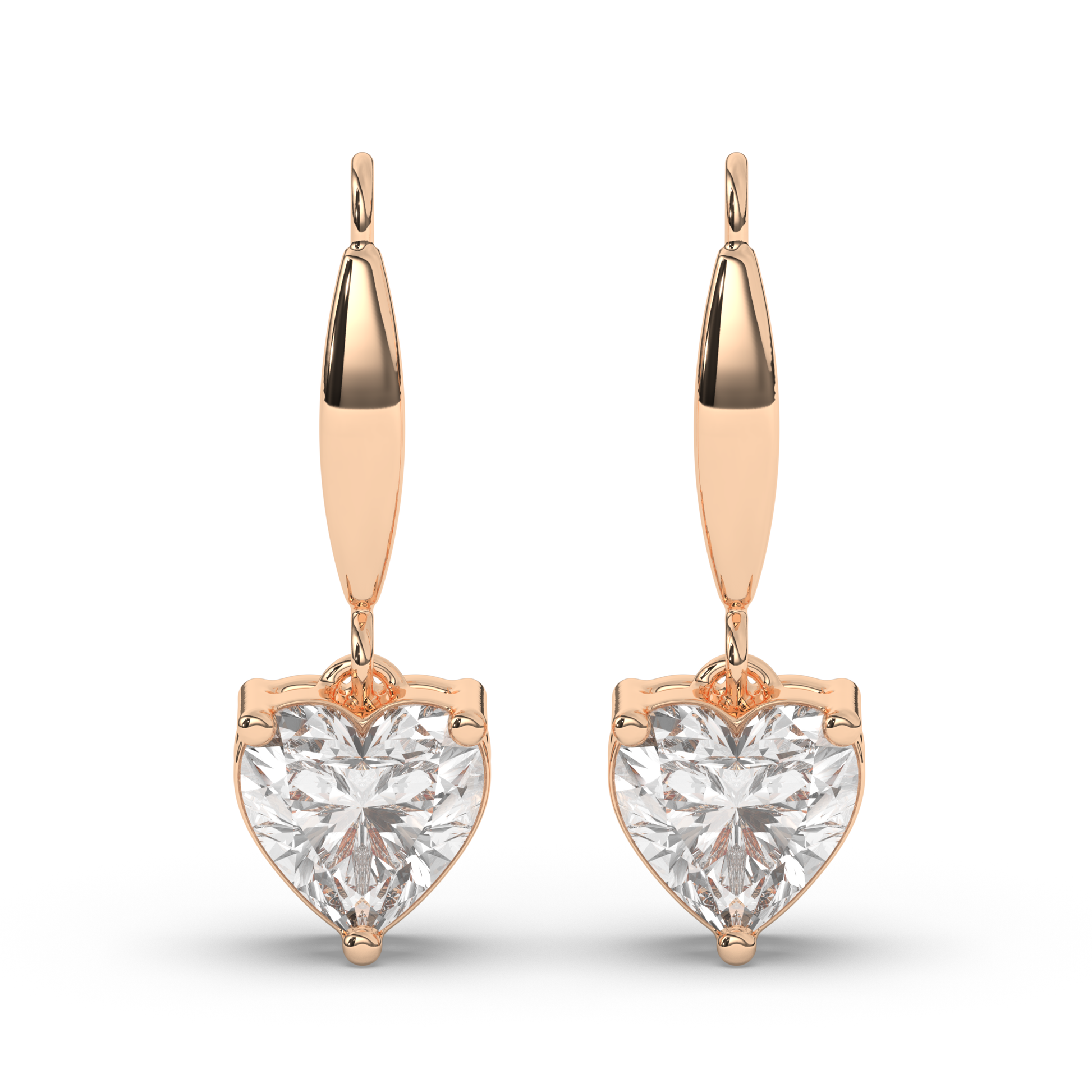Heart-Shaped Lab-Grown Diamond Dangle Earrings - Pear Jewels