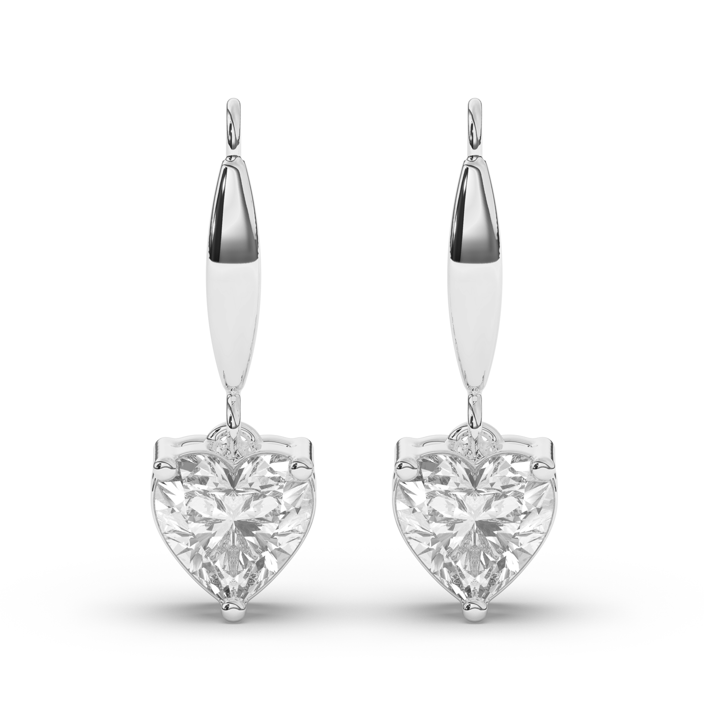 Heart-Shaped Lab-Grown Diamond Dangle Earrings - Pear Jewels