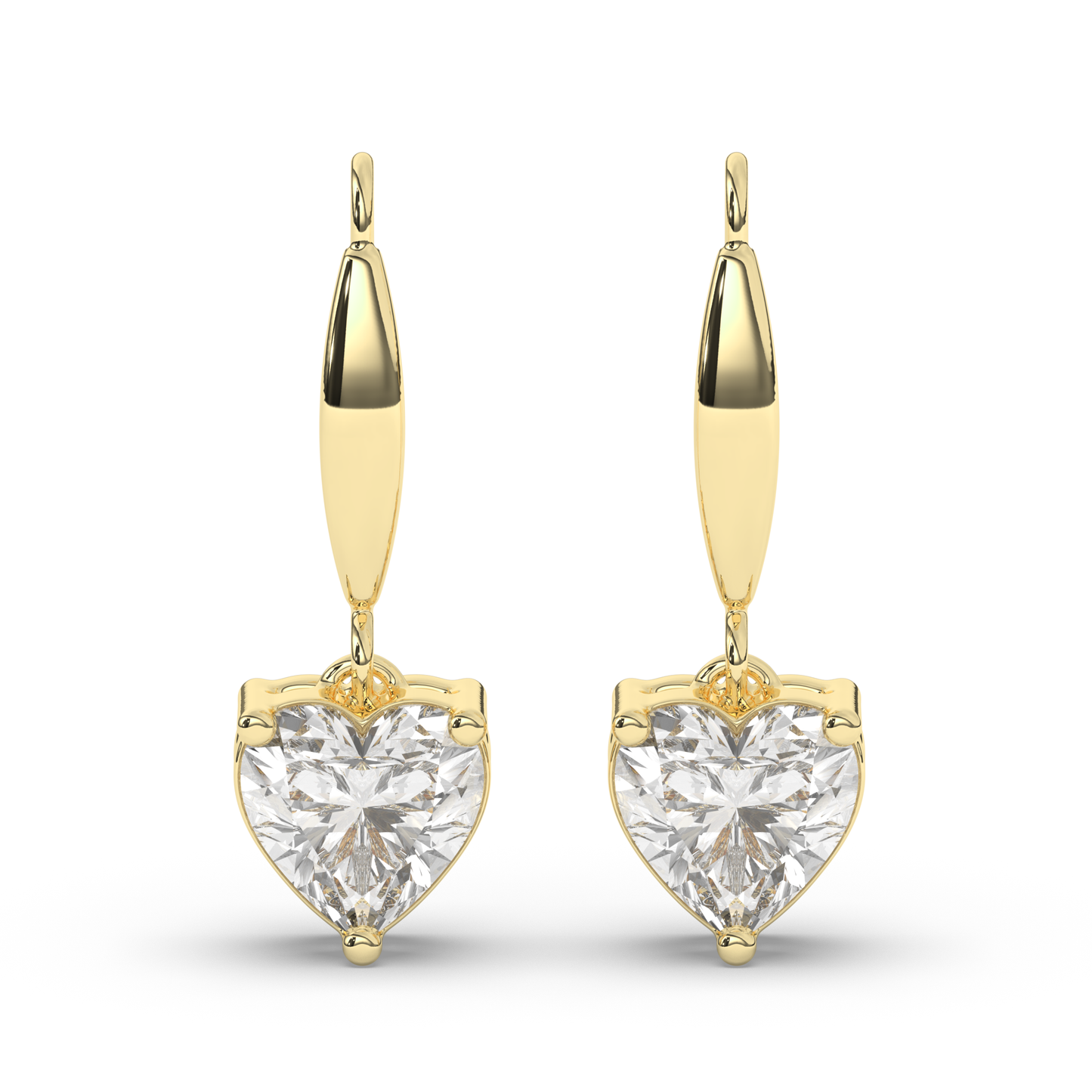 Heart-Shaped Lab-Grown Diamond Dangle Earrings - Pear Jewels