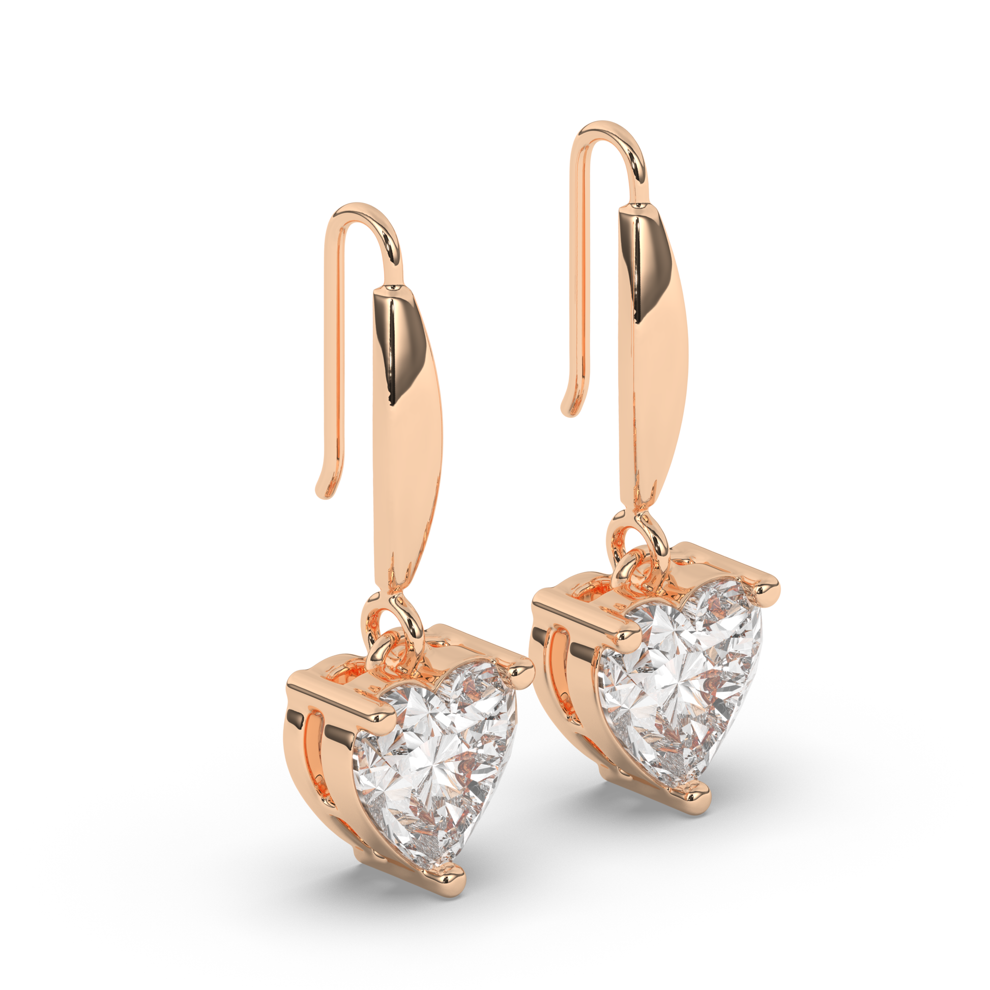 Heart-Shaped Lab-Grown Diamond Dangle Earrings - Pear Jewels