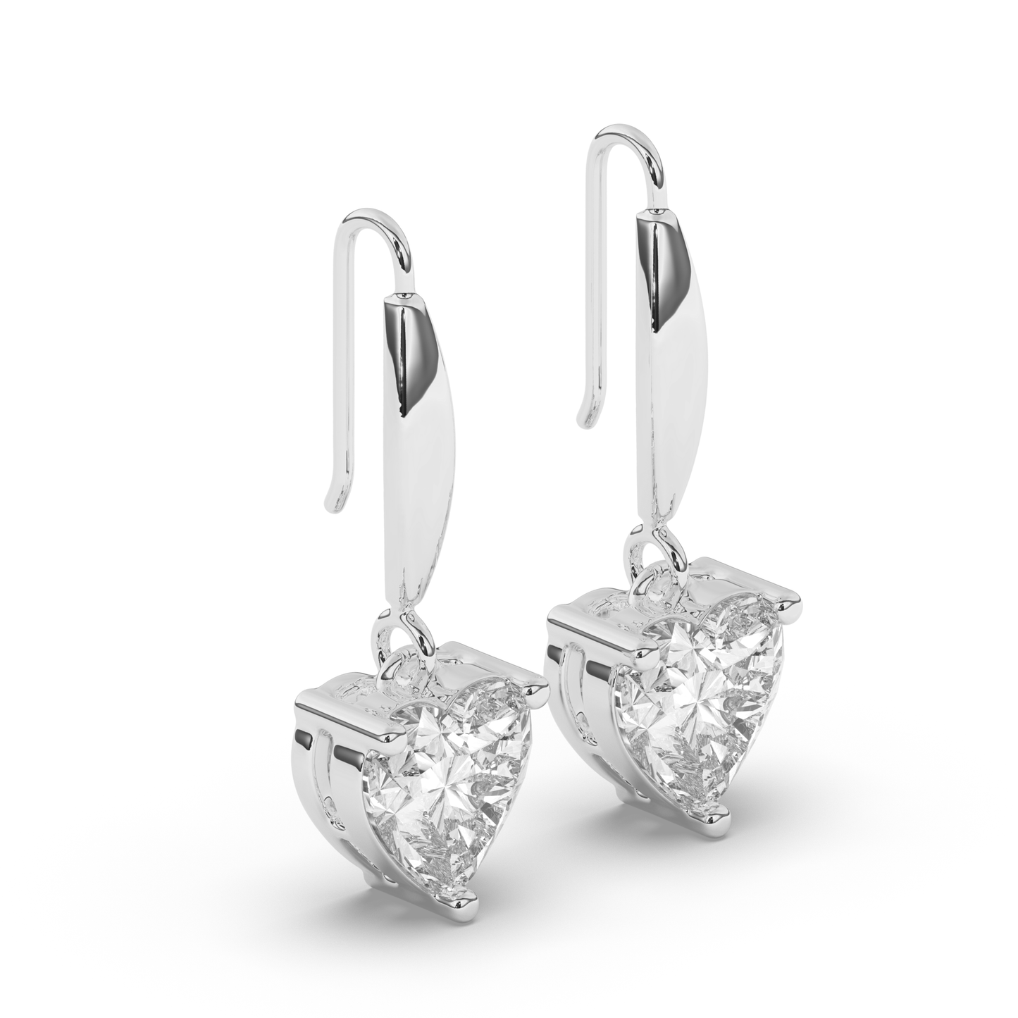 Heart-Shaped Lab-Grown Diamond Dangle Earrings - Pear Jewels