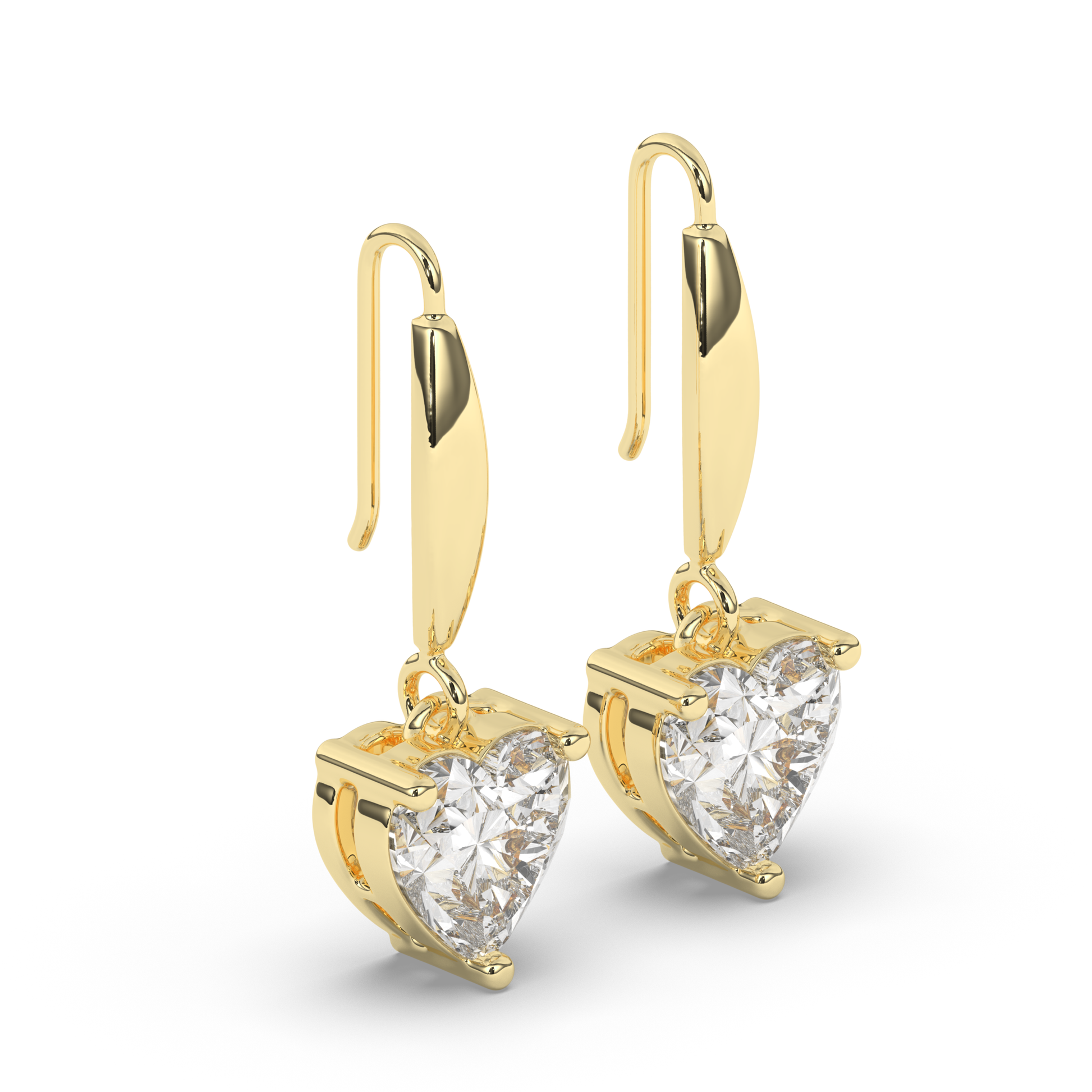 Heart-Shaped Lab-Grown Diamond Dangle Earrings - Pear Jewels