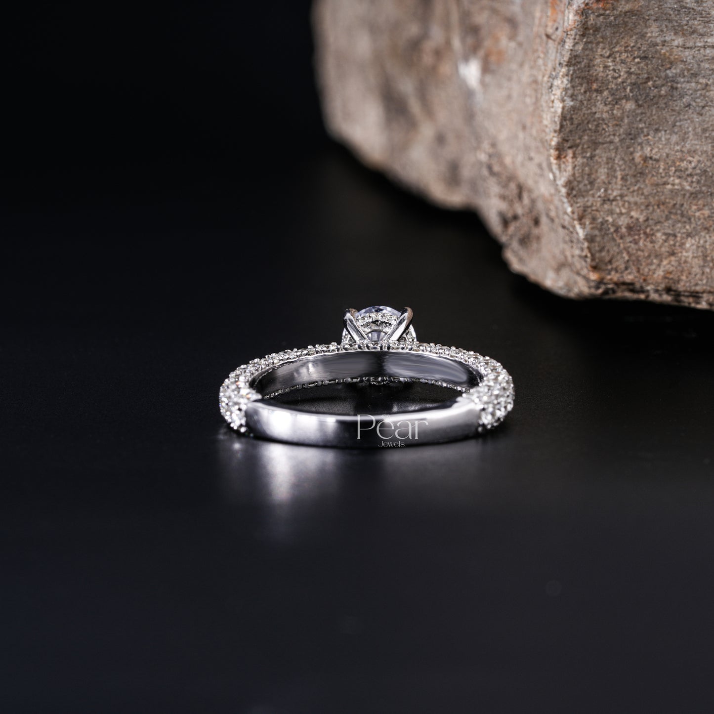 0.75Ct Hidden Halo Round Lab Grown Engagement Ring