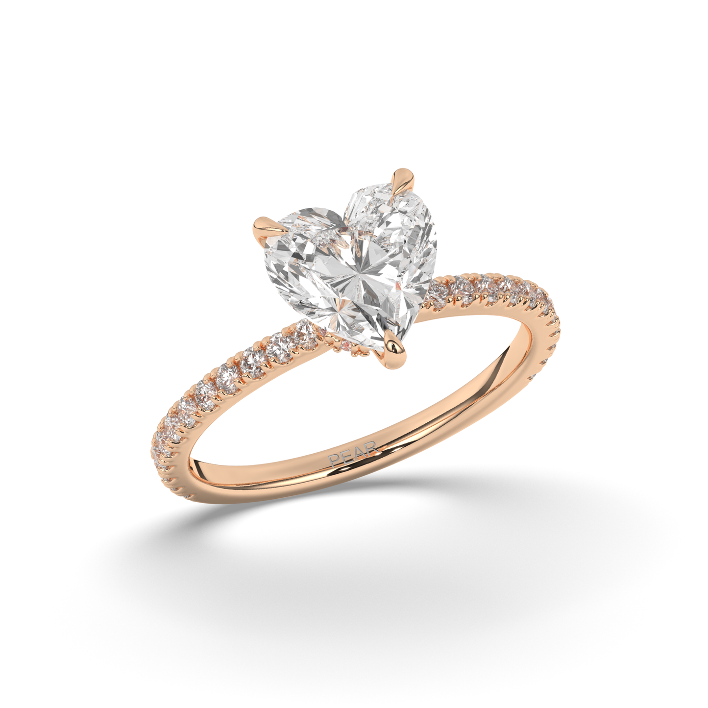Lab-Grown Diamond Solitaire Heart Ring - Pear Jewels