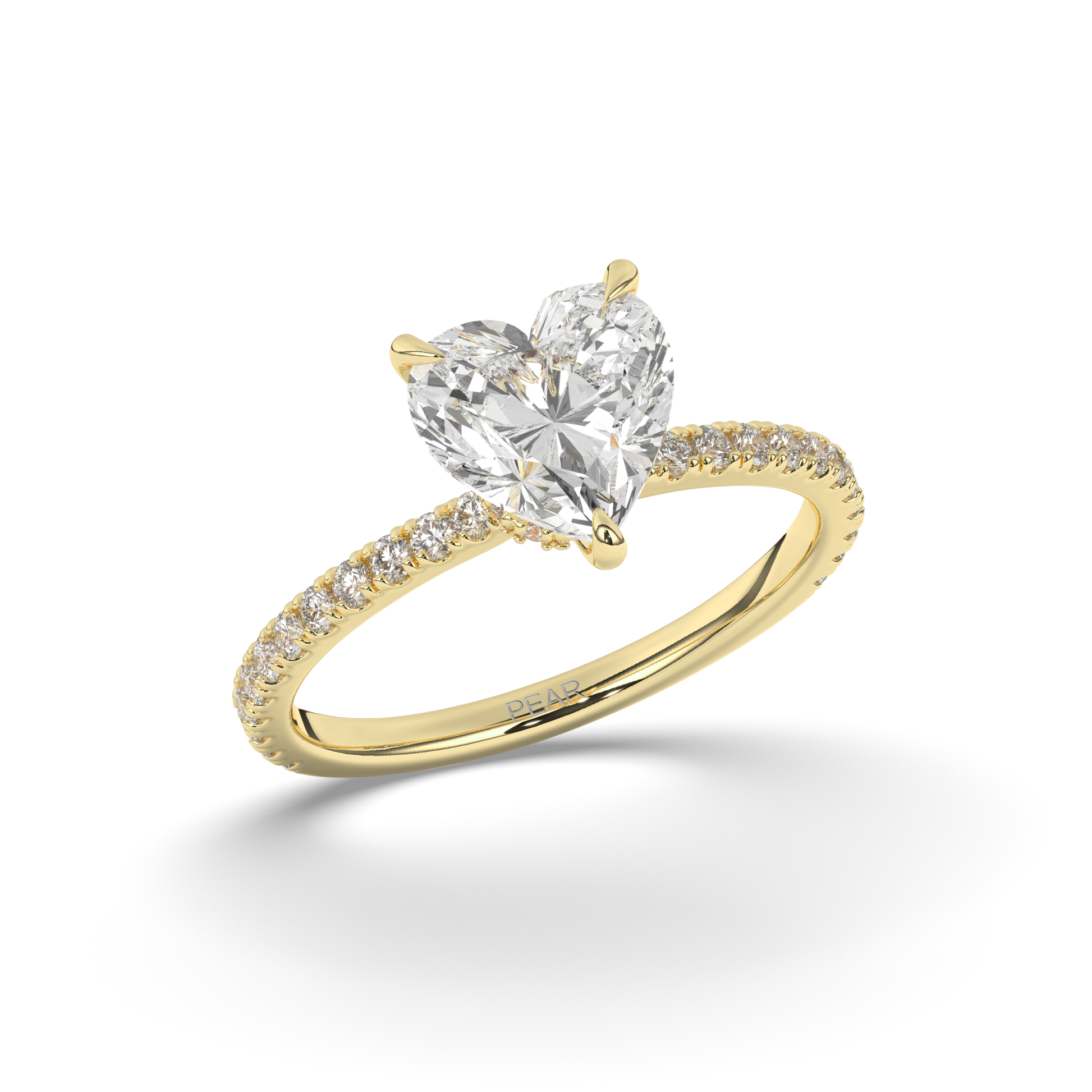 Lab-Grown Diamond Solitaire Heart Ring - Pear Jewels