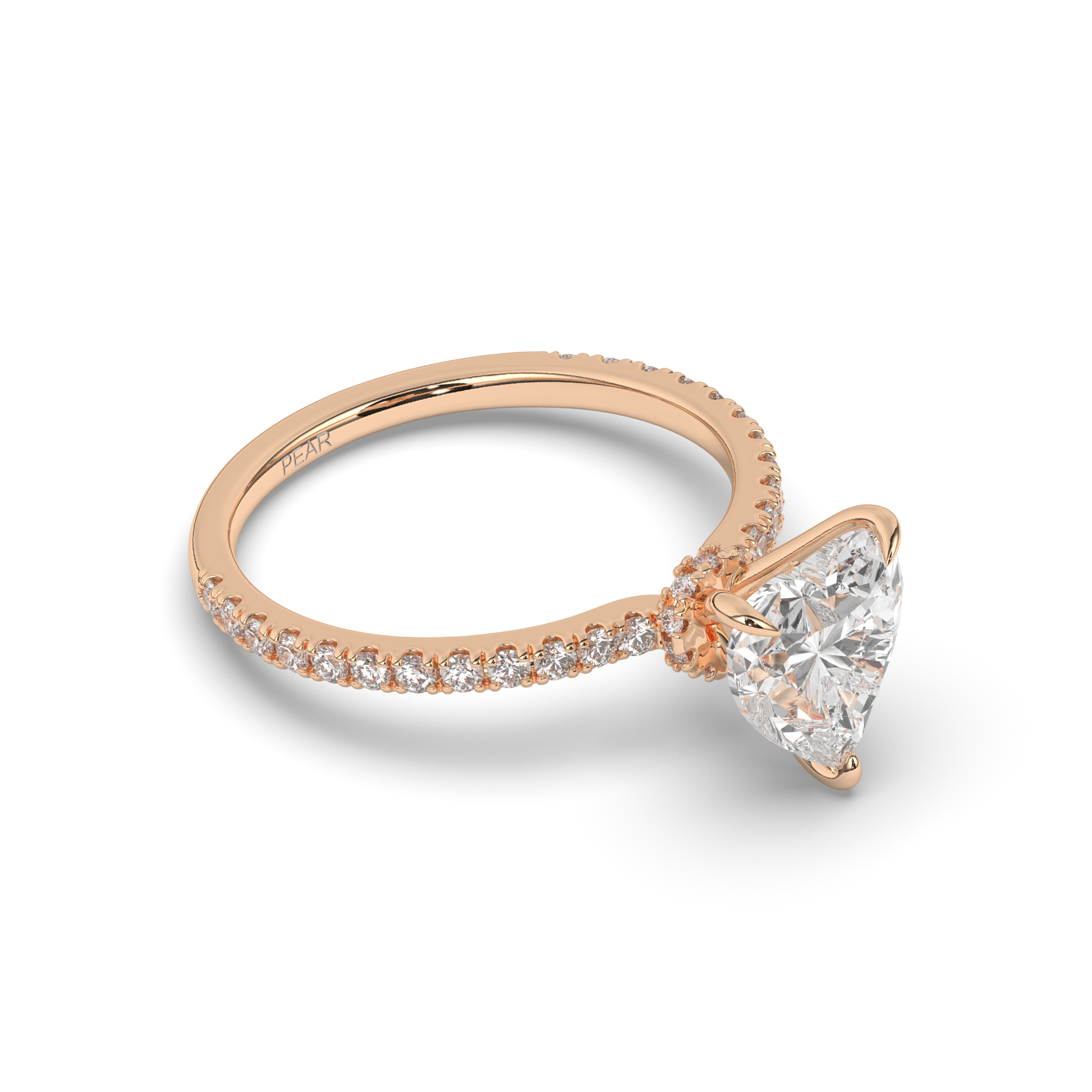 Lab-Grown Diamond Solitaire Heart Ring - Pear Jewels