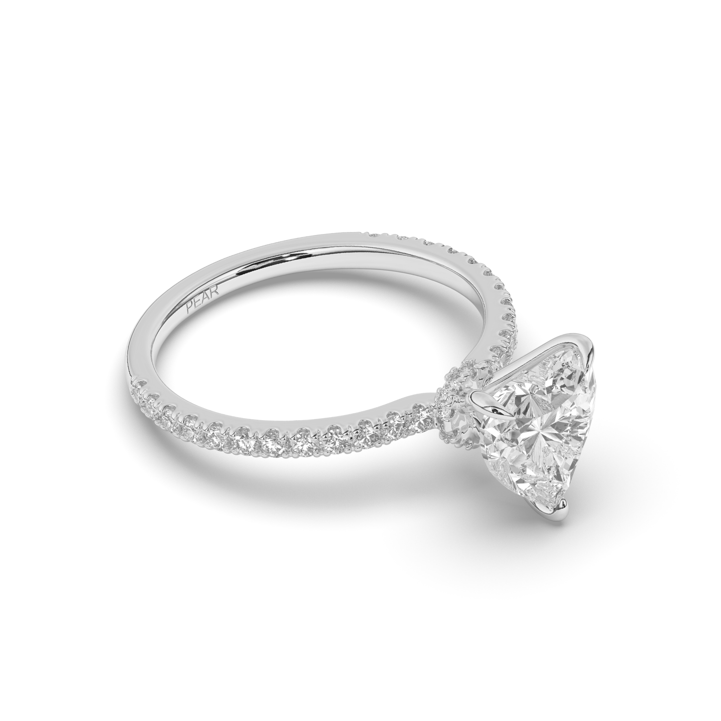 Lab-Grown Diamond Solitaire Heart Ring - Pear Jewels