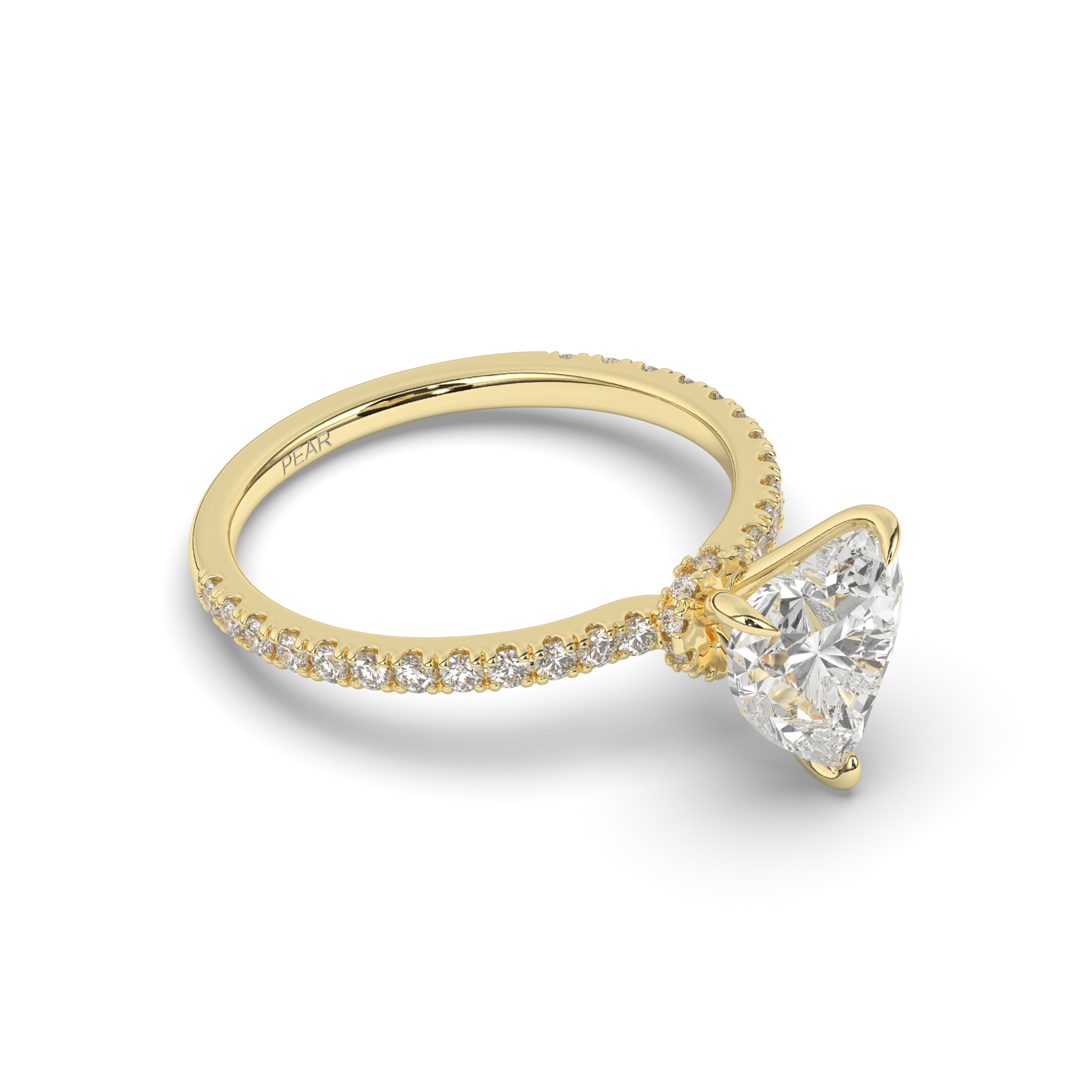 Lab-Grown Diamond Solitaire Heart Ring - Pear Jewels