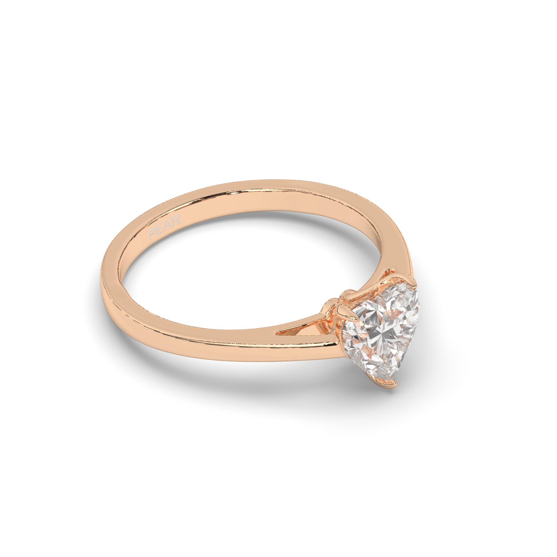 Lab-Grown Diamonds Heart-Shaped Solitaire Ring - Pear Jewels
