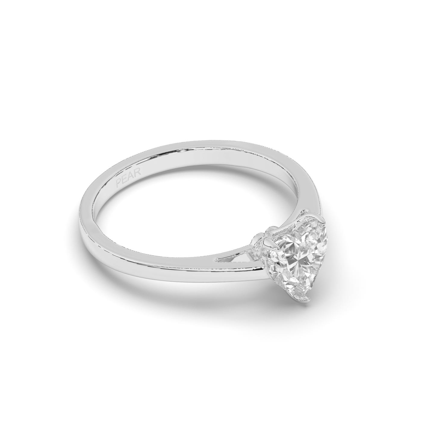Lab-Grown Diamonds Heart-Shaped Solitaire Ring - Pear Jewels