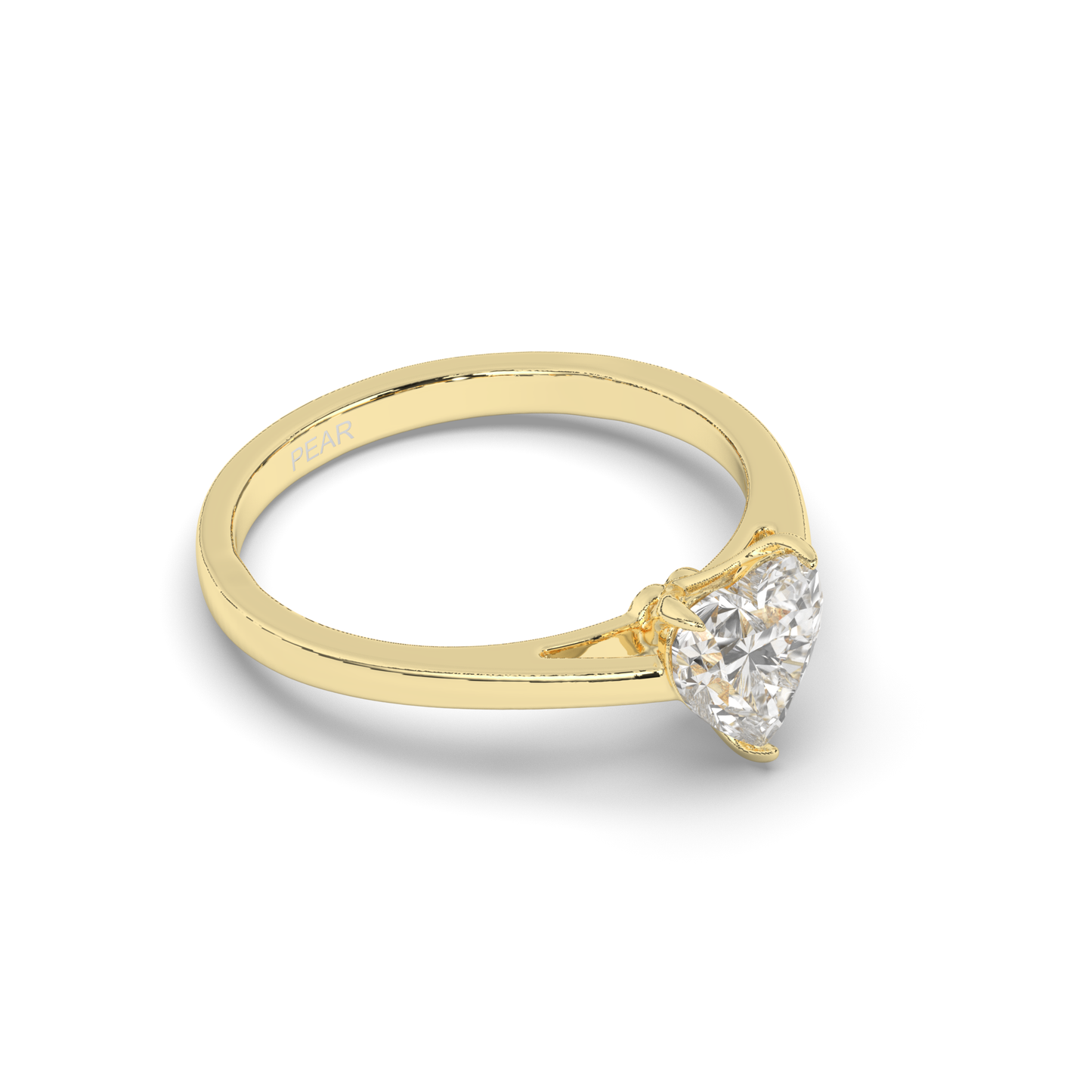 Lab-Grown Diamonds Heart-Shaped Solitaire Ring - Pear Jewels