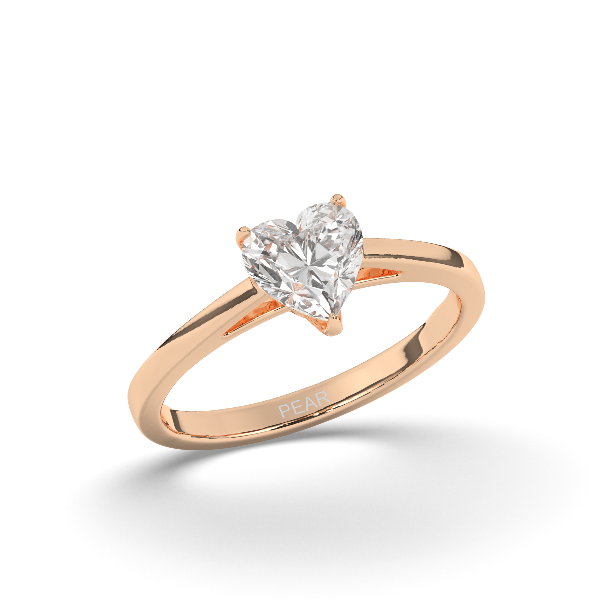 Lab-Grown Diamonds Heart-Shaped Solitaire Ring - Pear Jewels