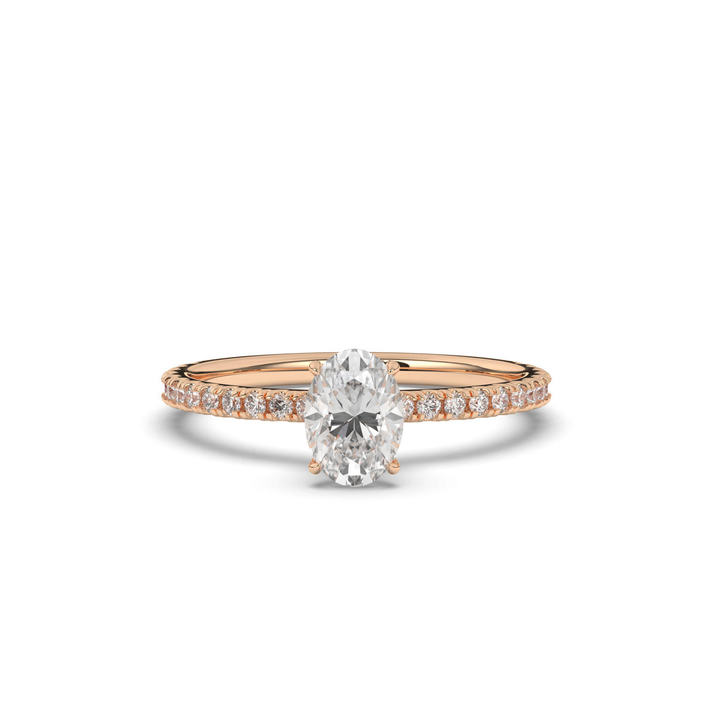 Lab-Grown Diamonds Solitaire Oval Side Stone Ring - Pear Jewels