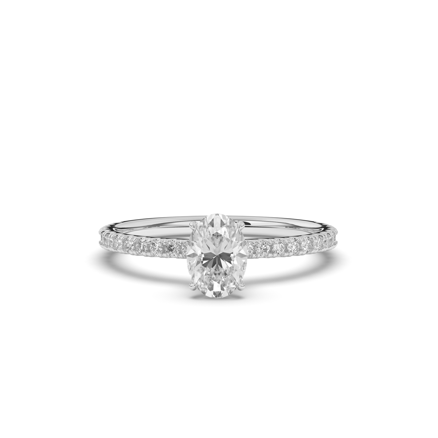 Lab-Grown Diamonds Solitaire Oval Side Stone Ring - Pear Jewels