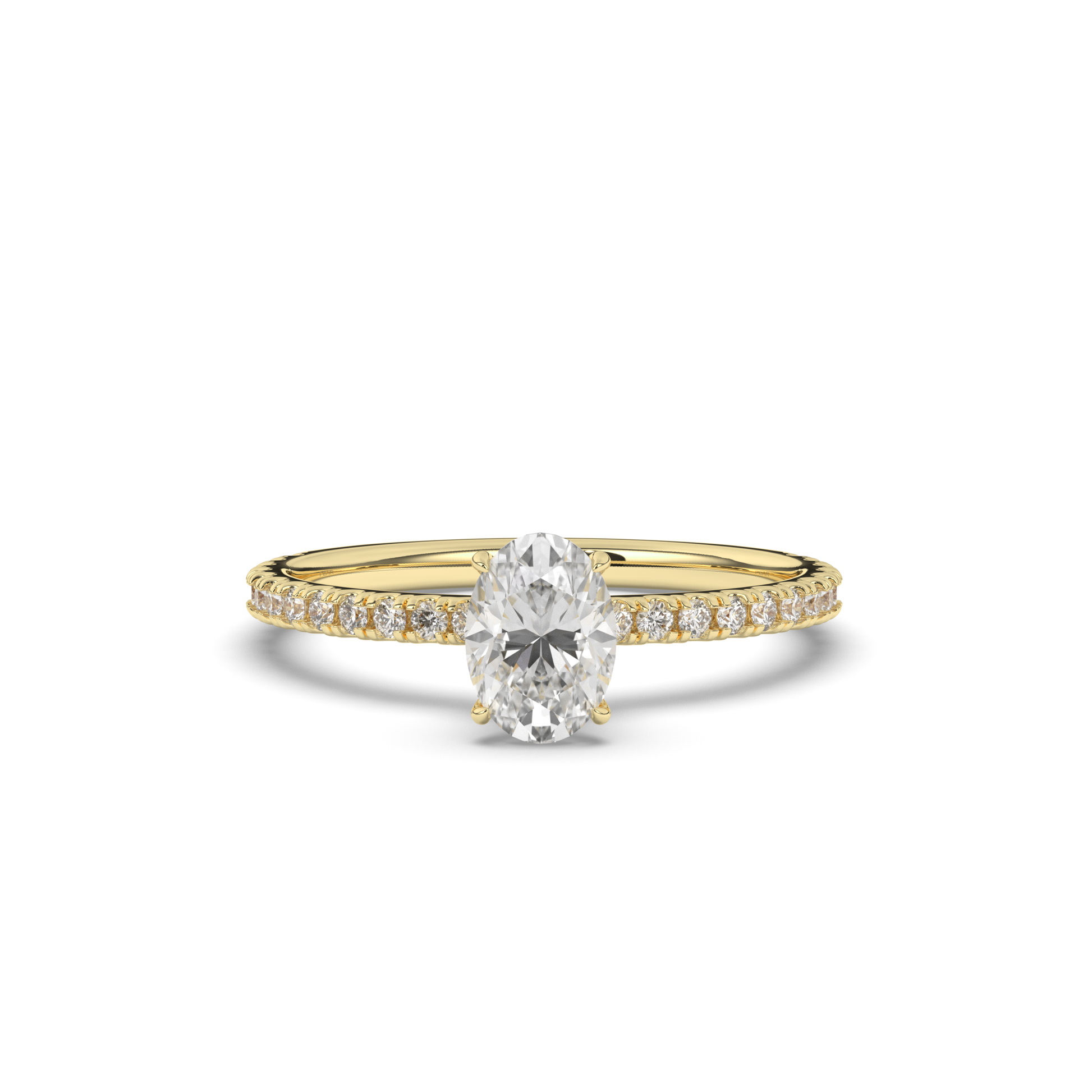Lab-Grown Diamonds Solitaire Oval Side Stone Ring - Pear Jewels