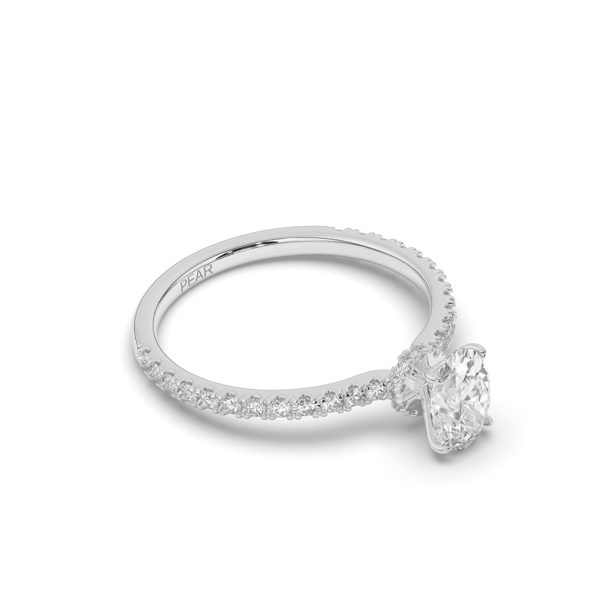 Lab-Grown Diamonds Solitaire Oval Side Stone Ring - Pear Jewels