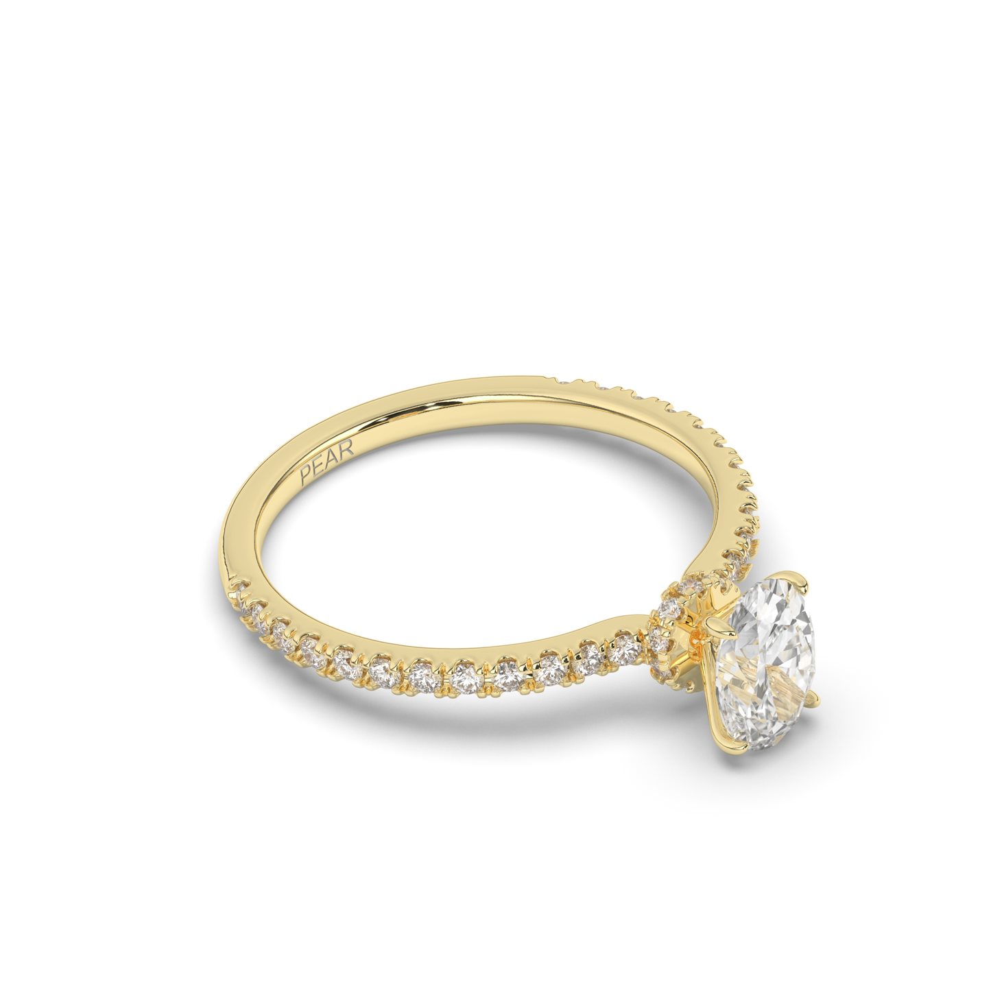 Lab-Grown Diamonds Solitaire Oval Side Stone Ring - Pear Jewels