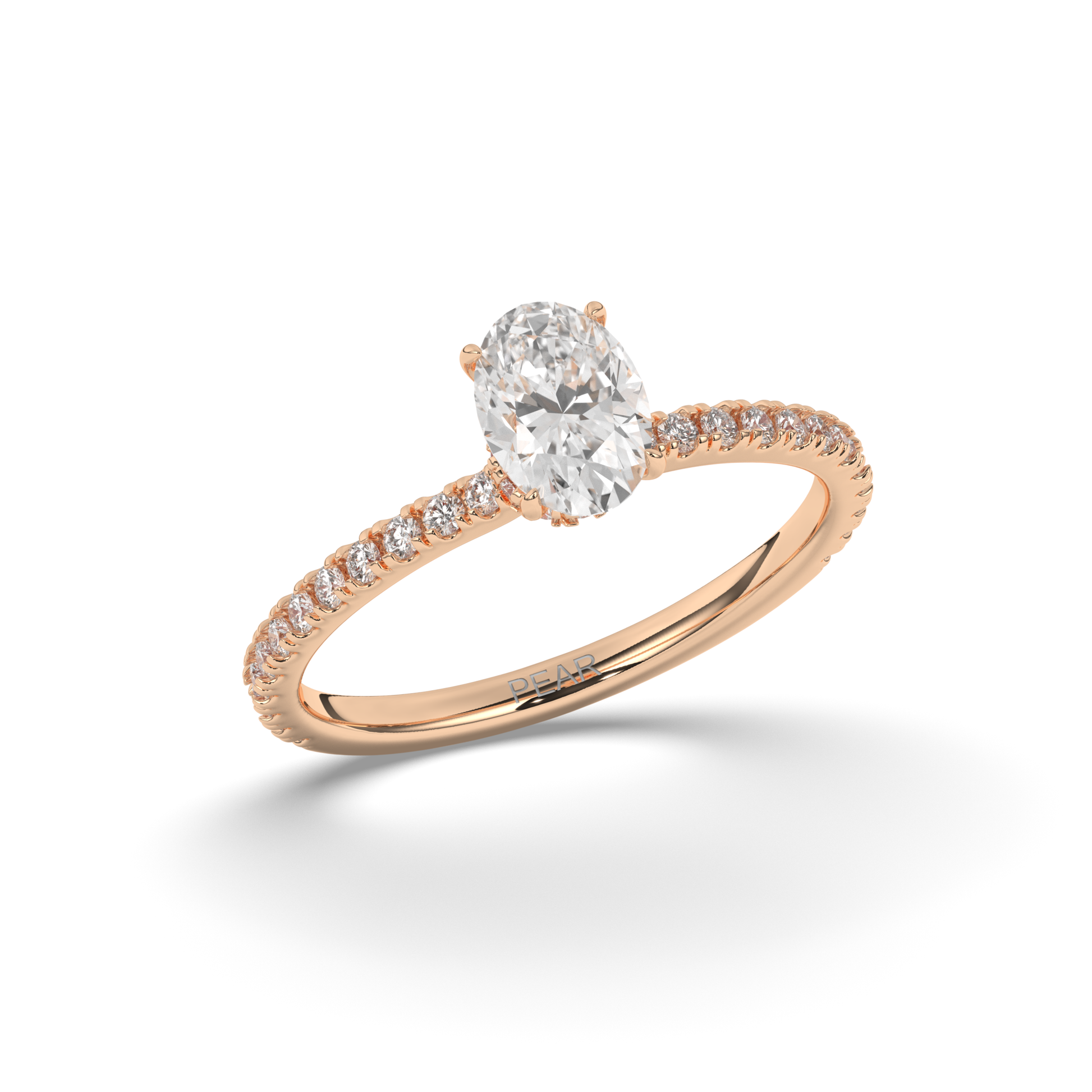 Lab-Grown Diamonds Solitaire Oval Side Stone Ring - Pear Jewels