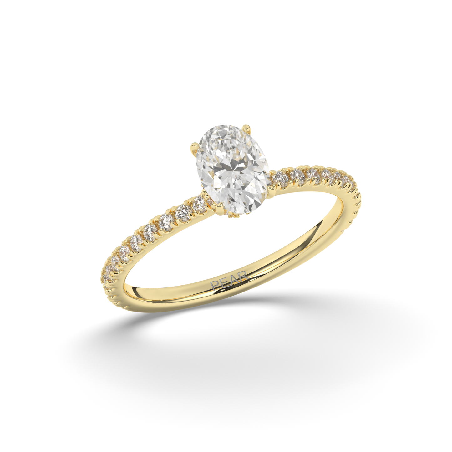Lab-Grown Diamonds Solitaire Oval Side Stone Ring - Pear Jewels