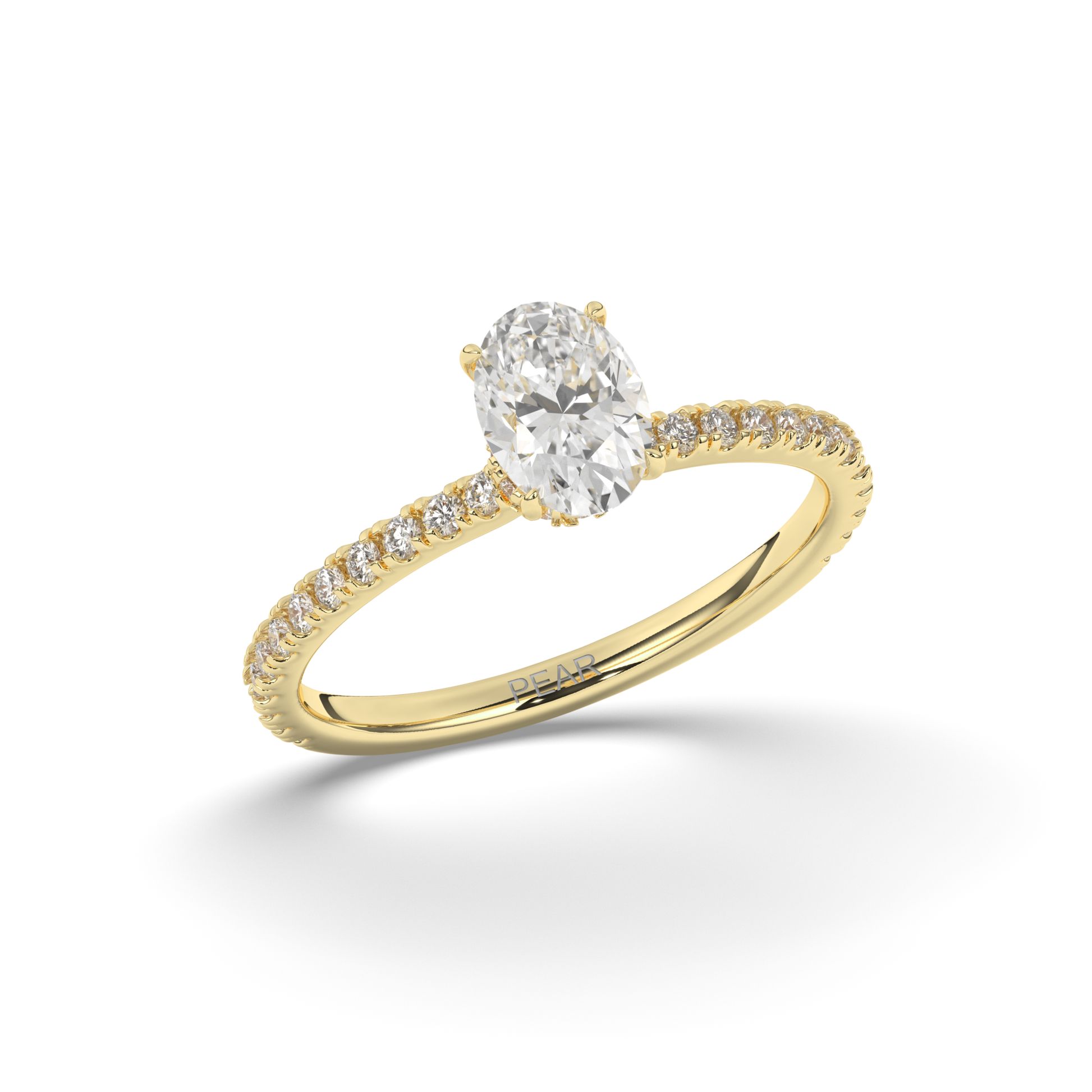 Lab-Grown Diamonds Solitaire Oval Side Stone Ring - Pear Jewels