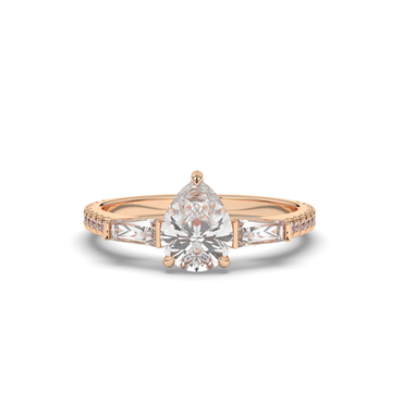 Lab-Grown Diamonds Solitaire Pear & Baguette Ring - Pear Jewels