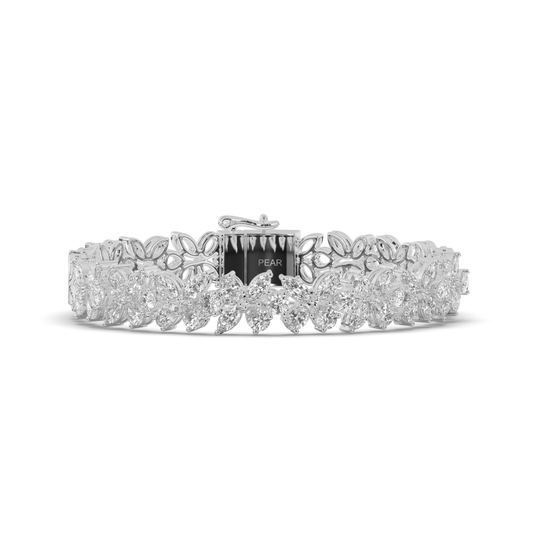 Lab-grown Diamond Leaves & Butterfly Tennis Bracelet - Pear Jewels