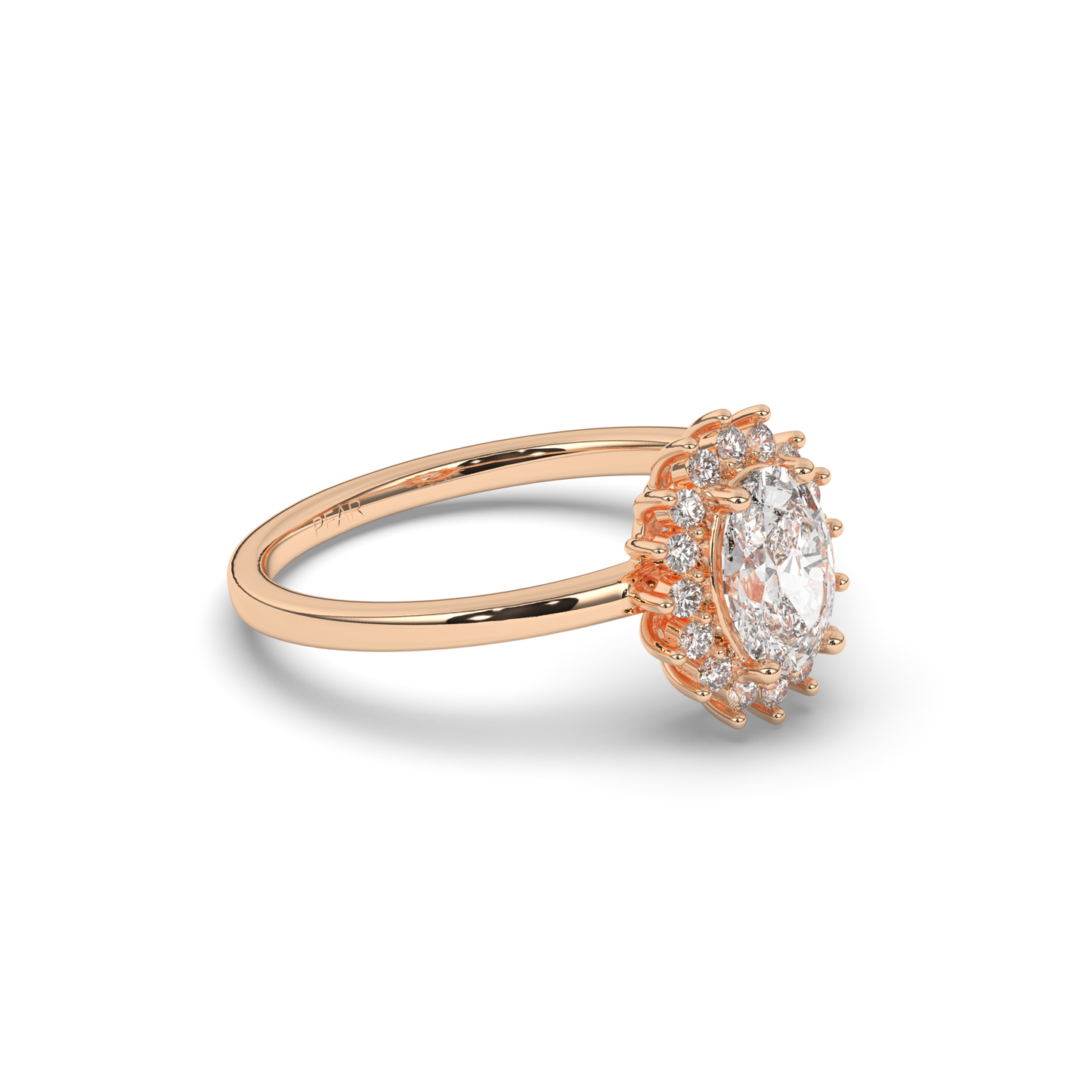 Luminous Oval Halo Lab-Grown Diamond Engagement Ring - Pear Jewels
