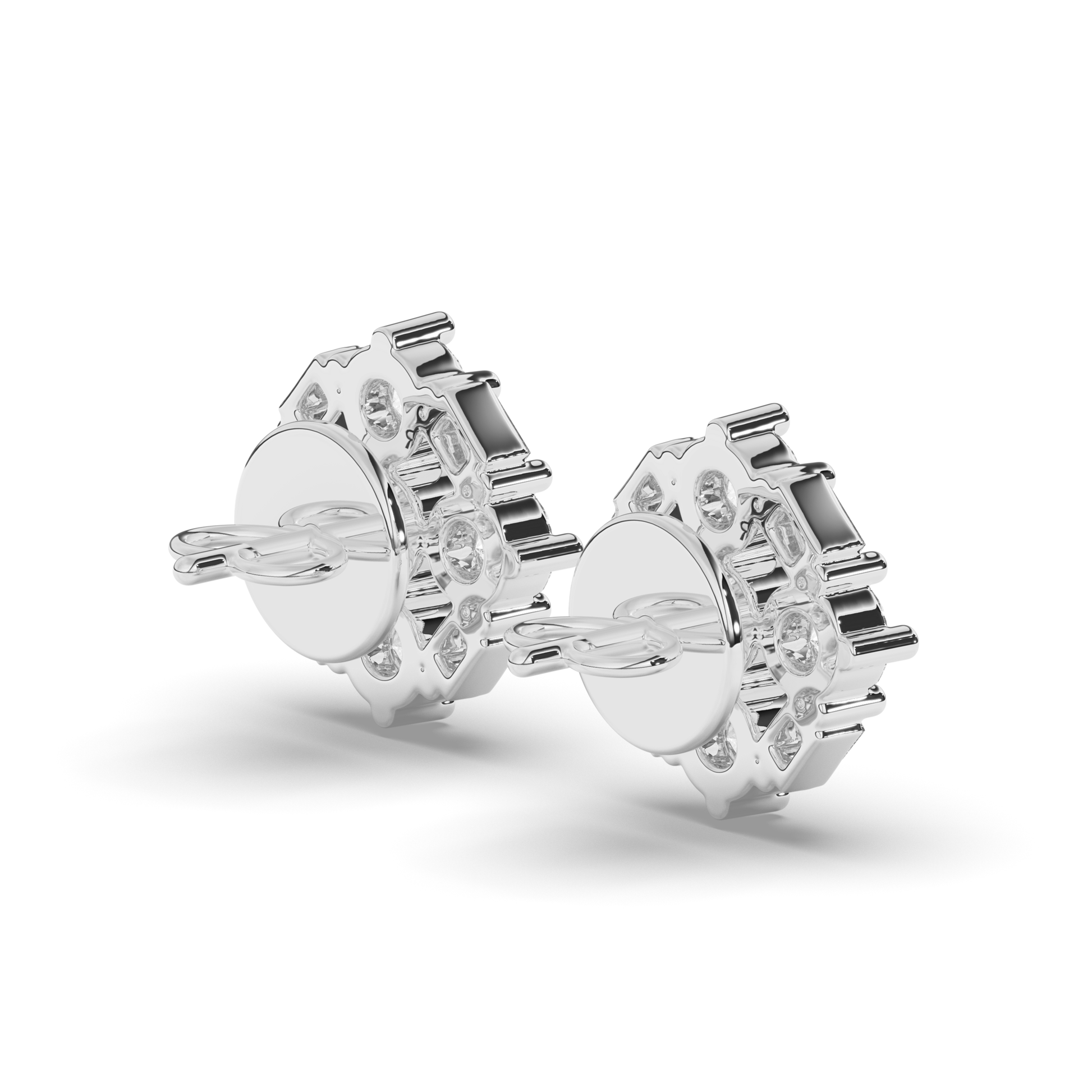 Luxurious Cluster Round & Baguette Lab-Grown Diamond Earrings - Pear Jewels