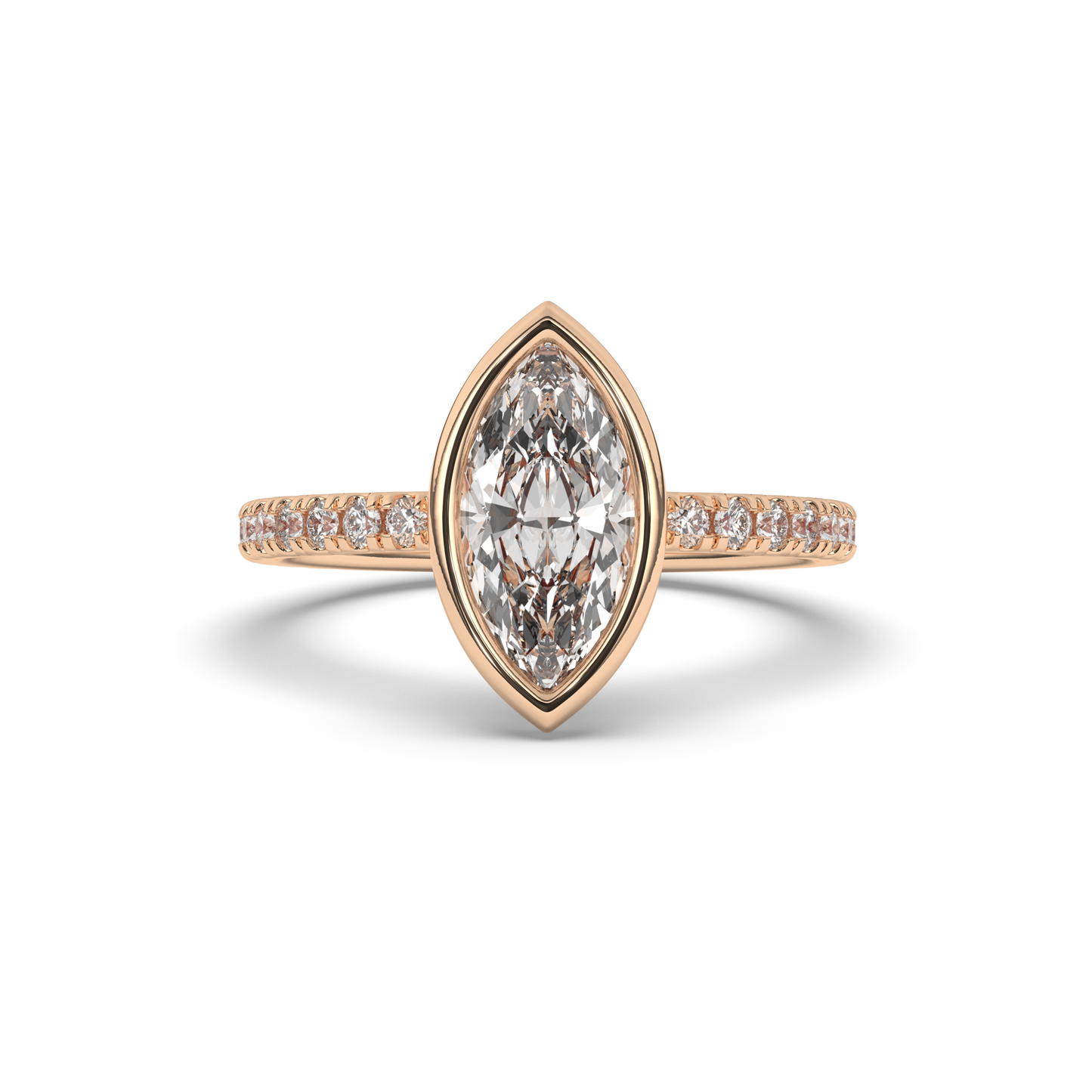 Marquise Bezel Lab-Grown Diamond Engagement Ring - Pear Jewels