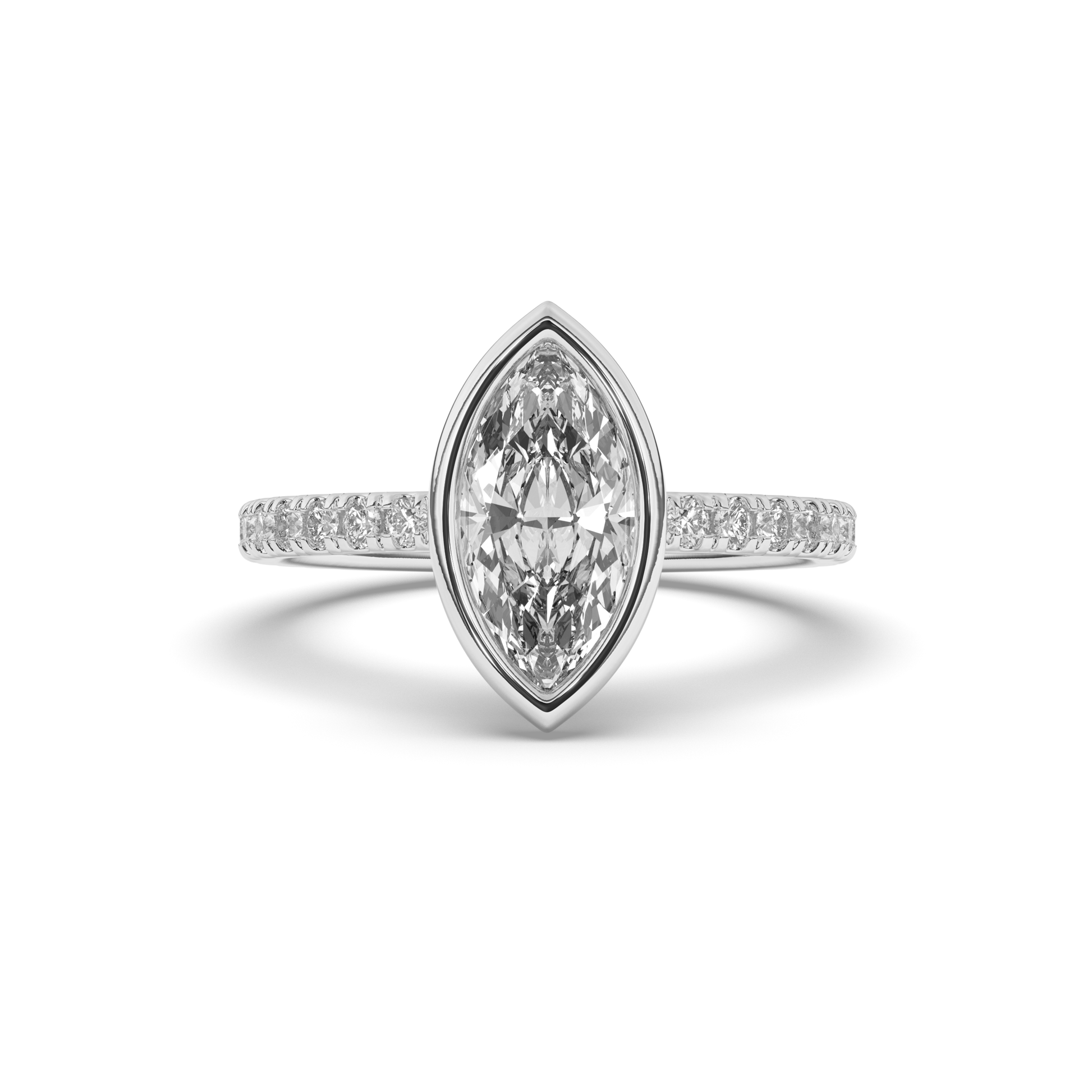 Marquise Bezel Lab-Grown Diamond Engagement Ring - Pear Jewels