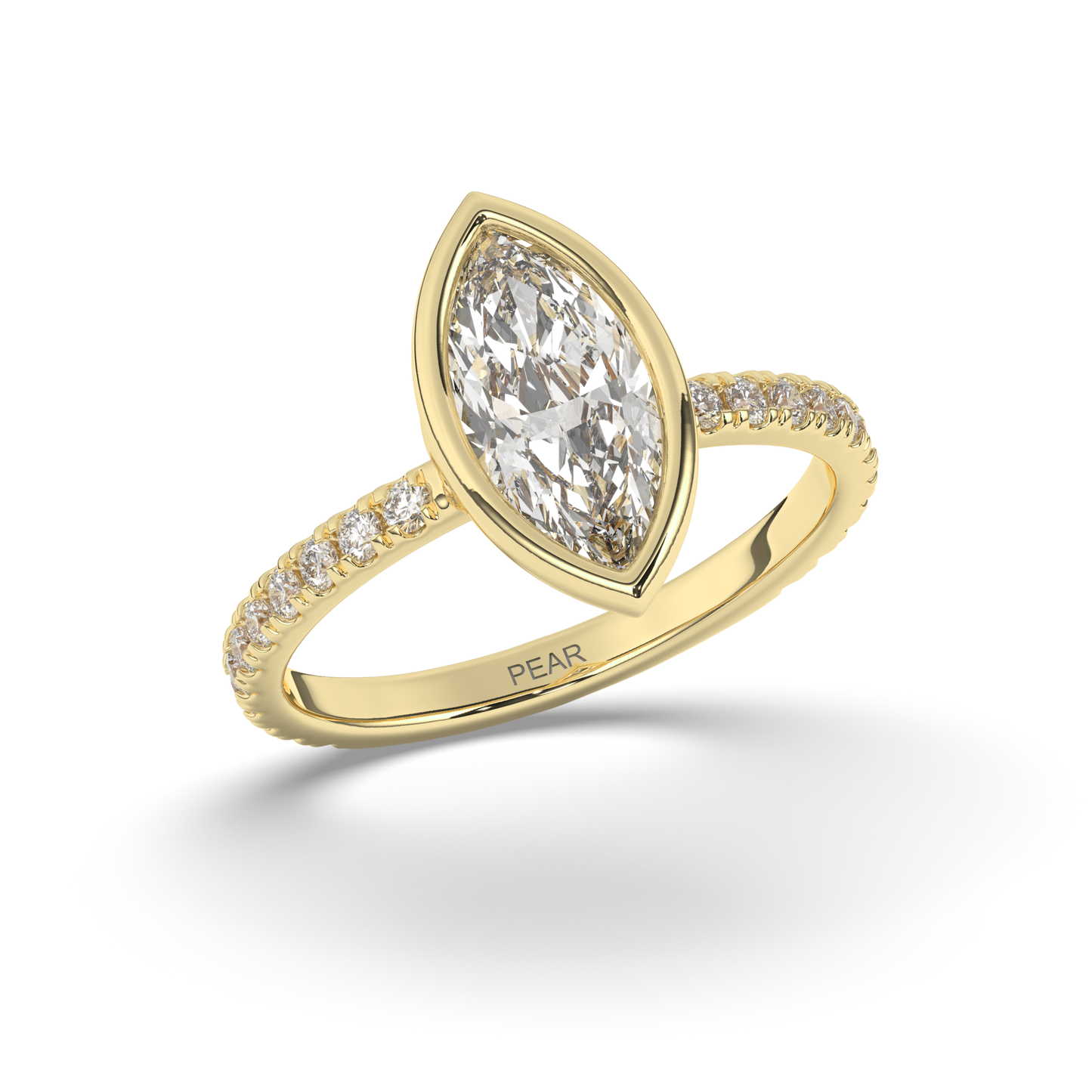 Marquise Bezel Lab-Grown Diamond Engagement Ring - Pear Jewels
