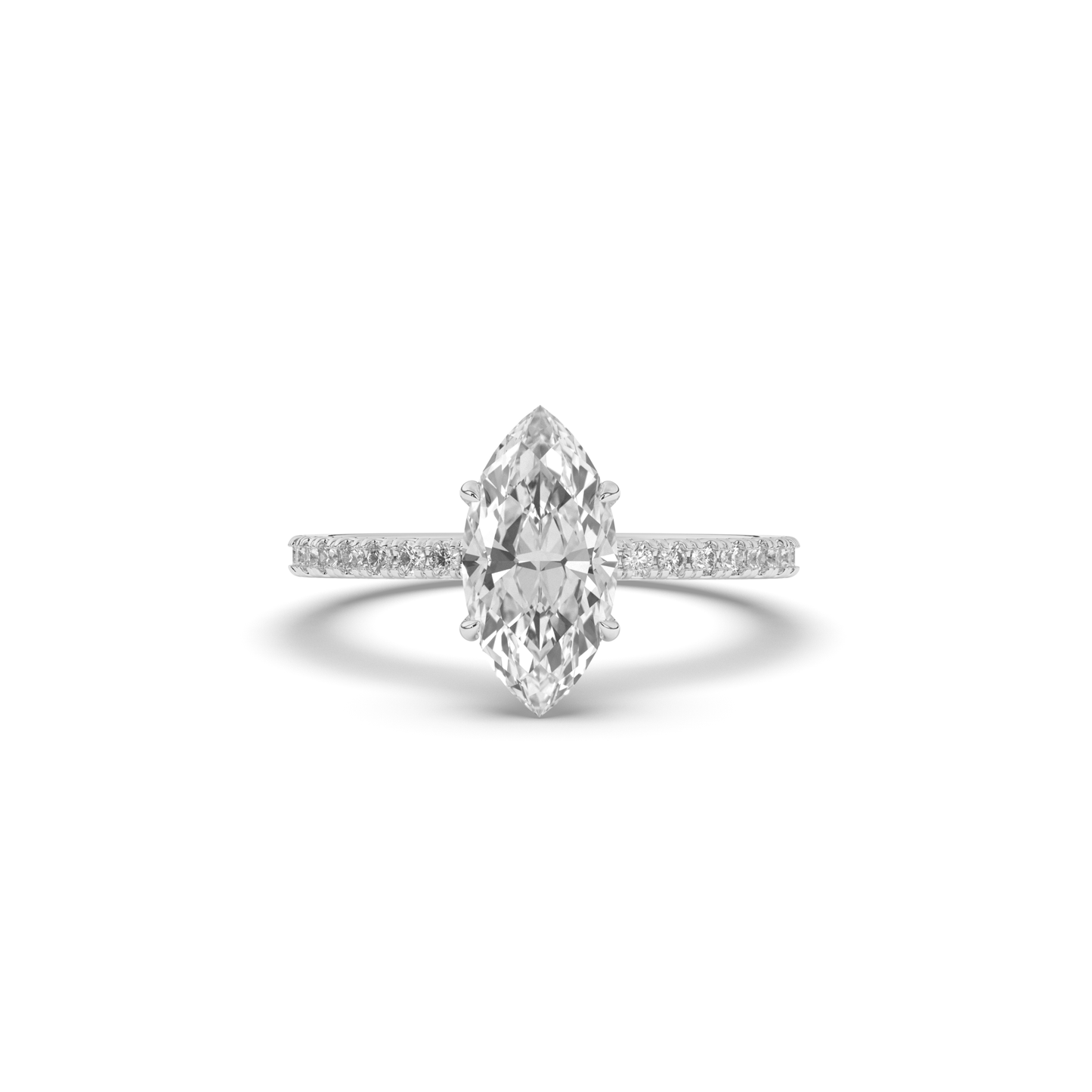 Marquise Lab-Grown Diamond Solitaire with Side Stones - Pear Jewels