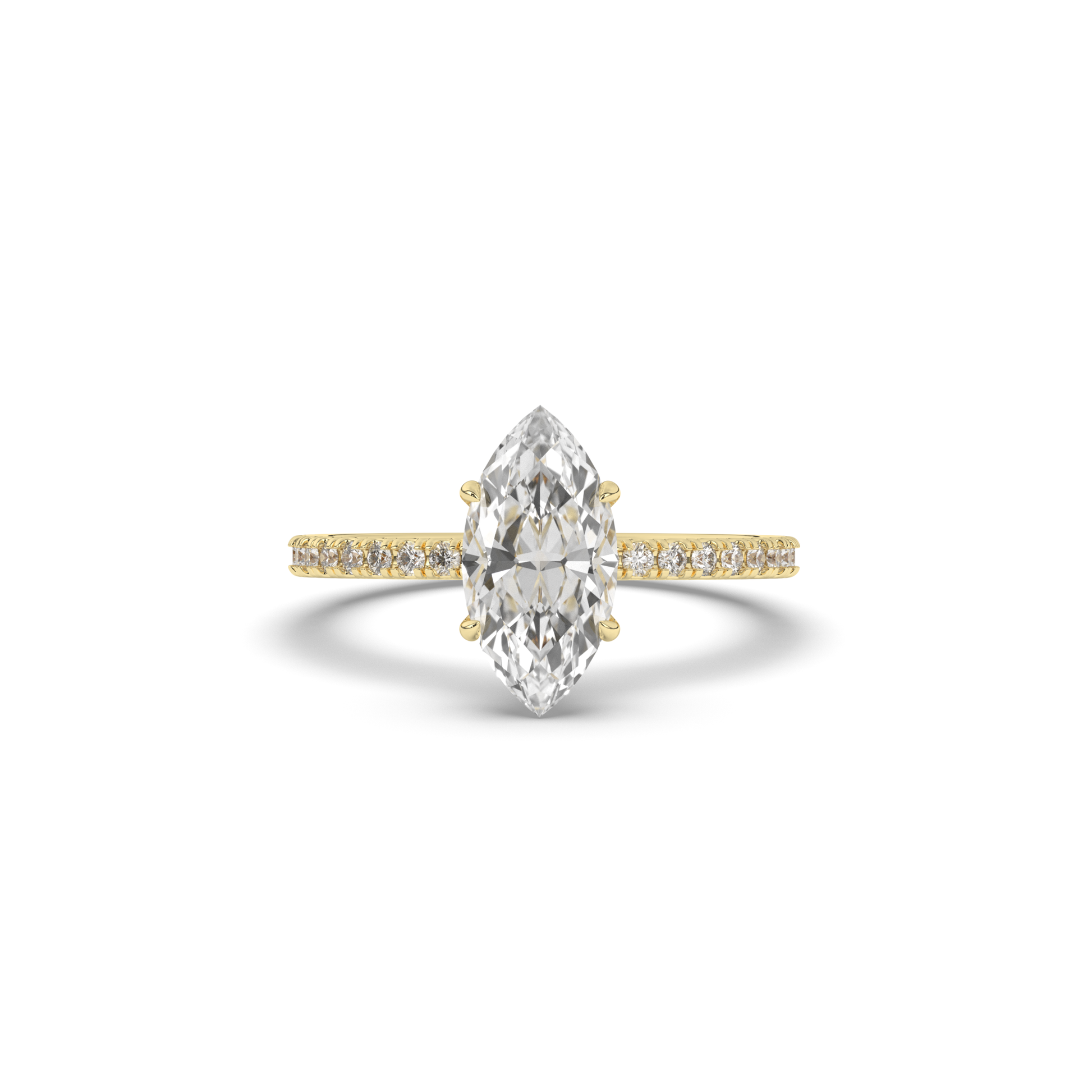 Marquise Lab-Grown Diamond Solitaire with Side Stones - Pear Jewels