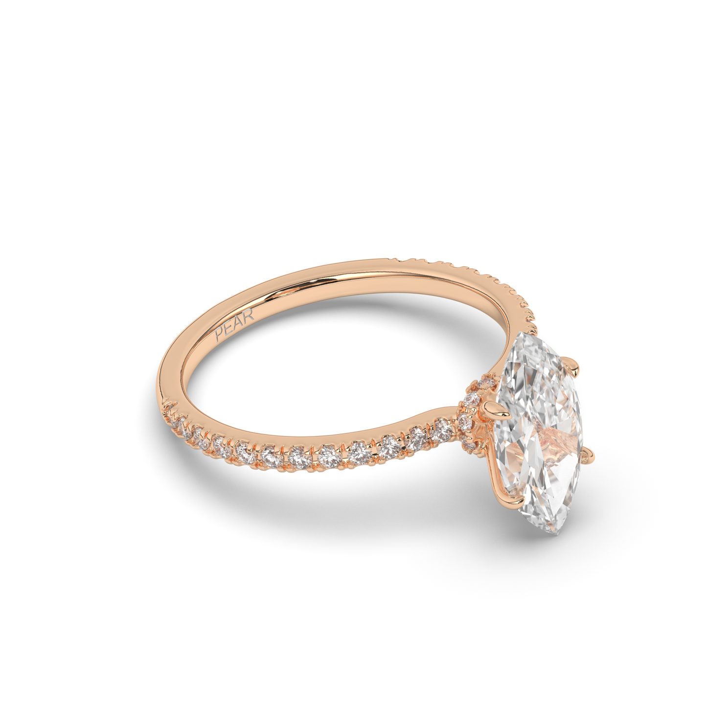 Marquise Lab-Grown Diamond Solitaire with Side Stones - Pear Jewels