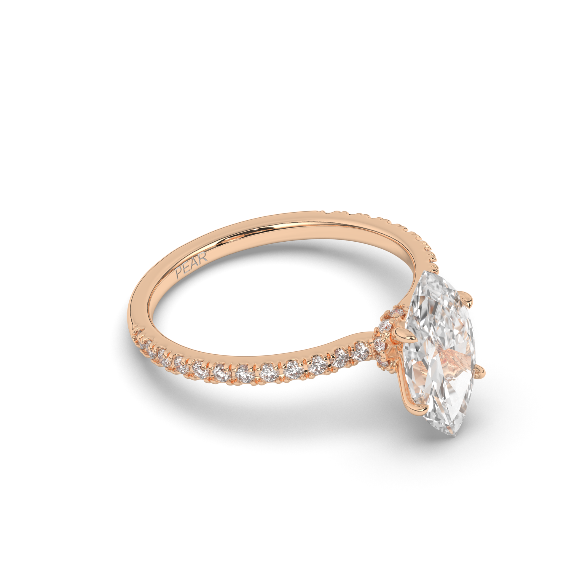 Marquise Lab-Grown Diamond Solitaire with Side Stones - Pear Jewels