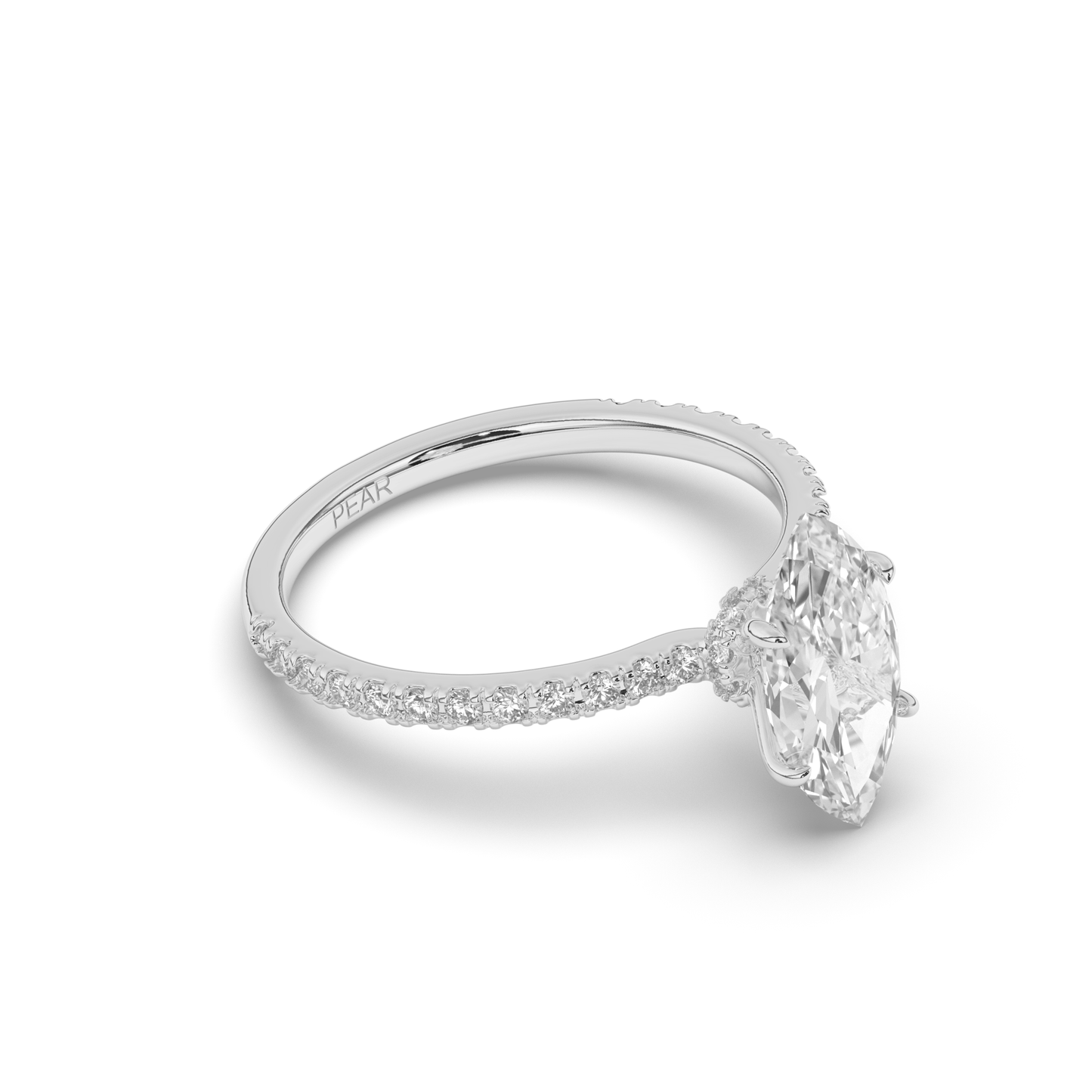 Marquise Lab-Grown Diamond Solitaire with Side Stones - Pear Jewels