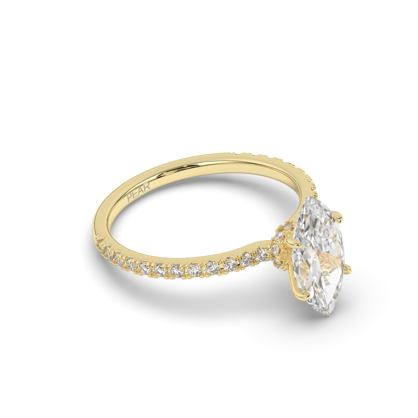 Marquise Lab-Grown Diamond Solitaire with Side Stones - Pear Jewels