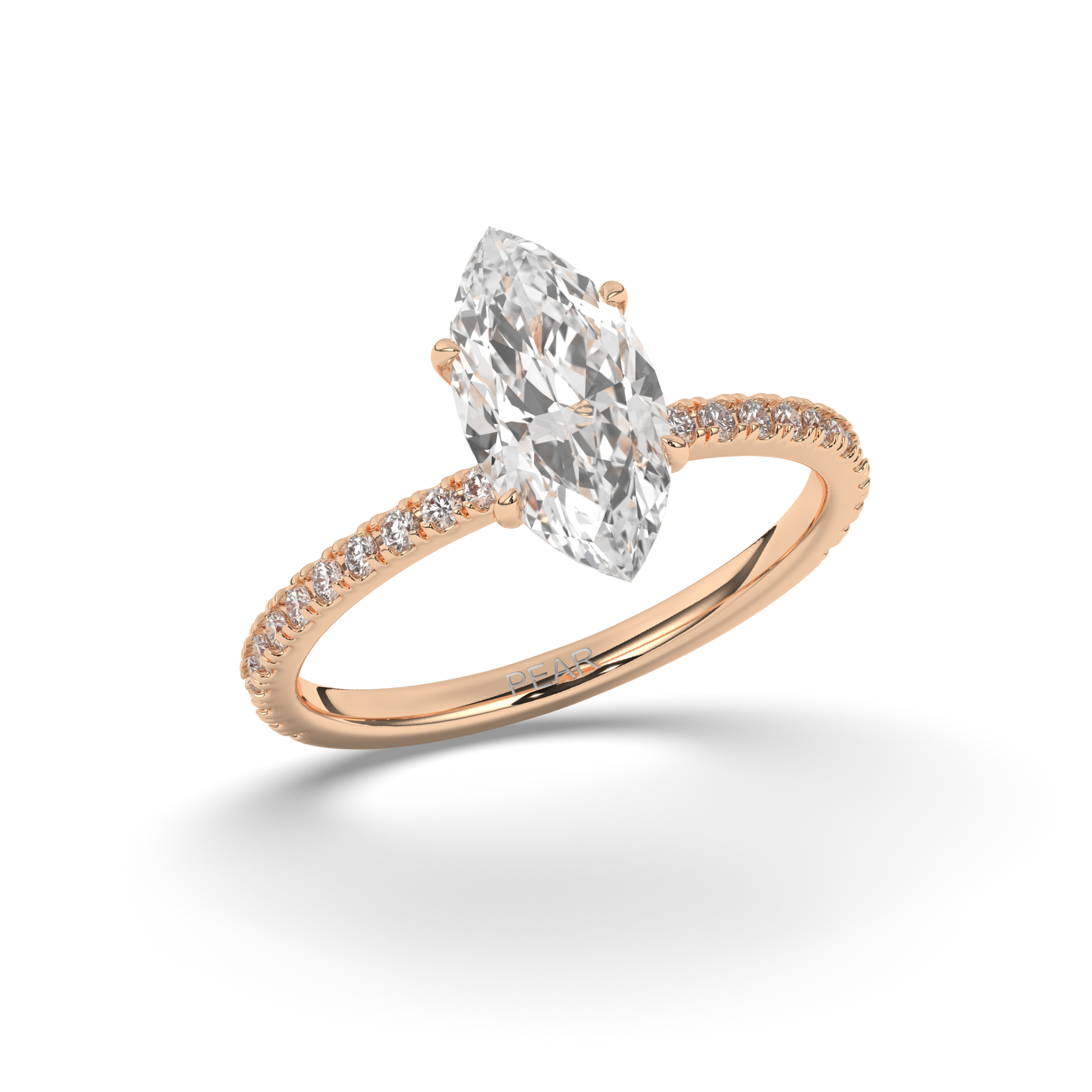 Marquise Lab-Grown Diamond Solitaire with Side Stones - Pear Jewels