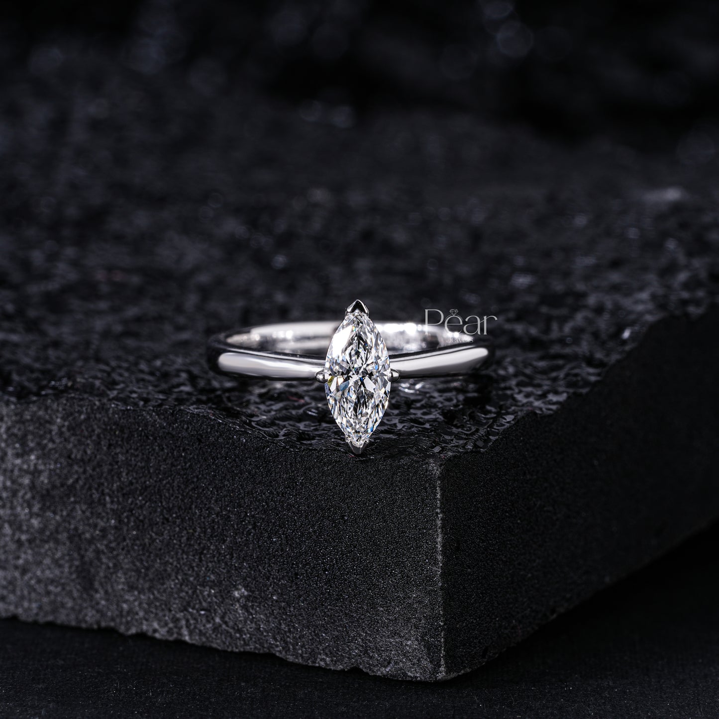 Marquise Labgrown Diamond Solitaire Ring - Pear Jewels