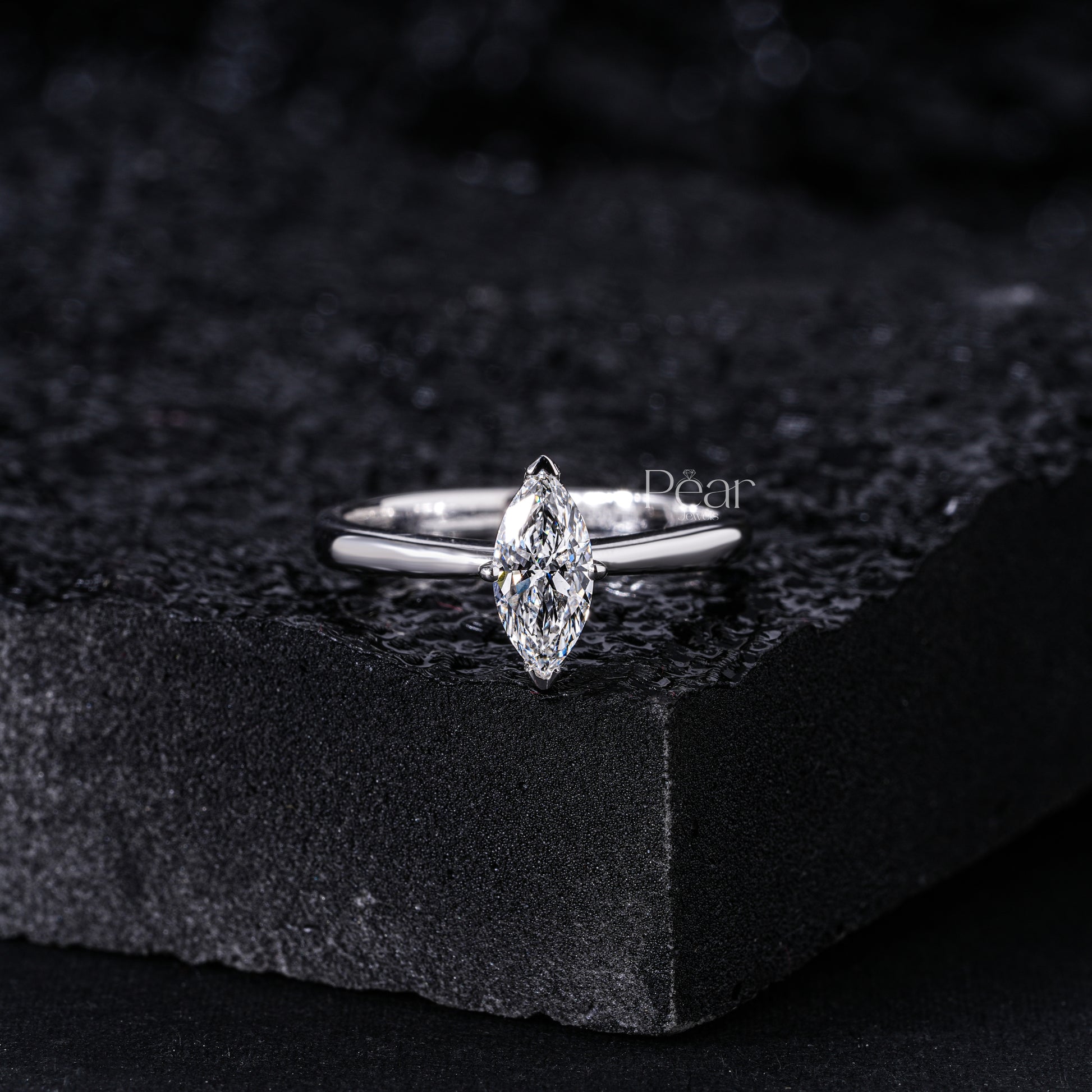 Marquise Labgrown Diamond Solitaire Ring - Pear Jewels