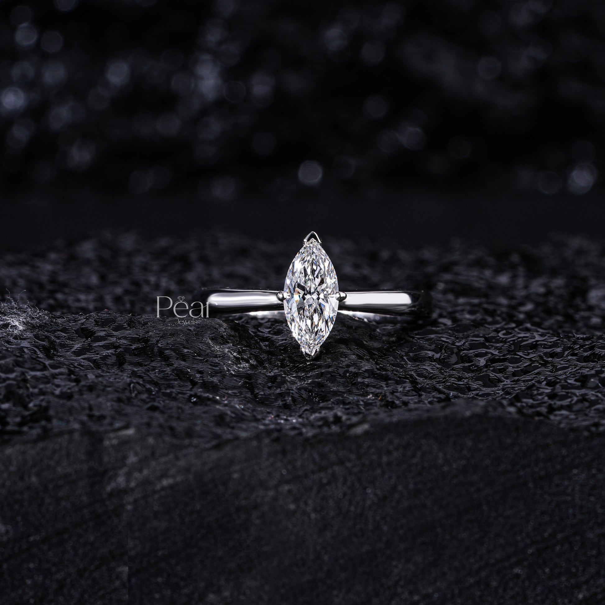 Marquise Labgrown Diamond Solitaire Ring - Pear Jewels