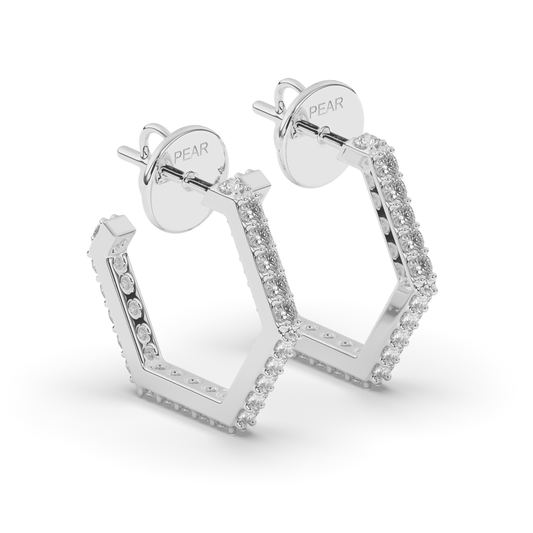 Modern Hexa Lab-Grown Diamond Huggies and Hoops - Pear Jewels