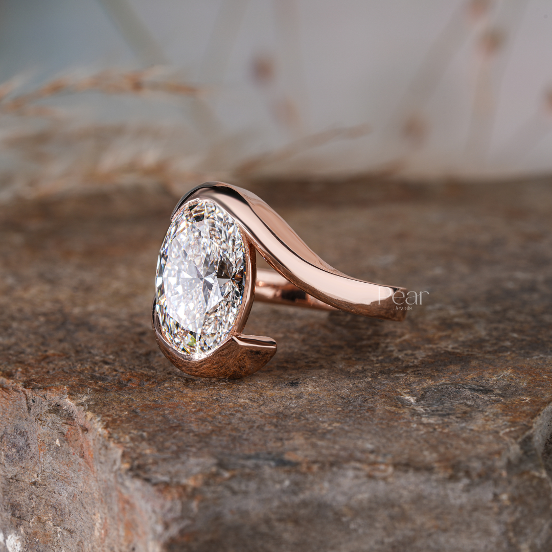 Oval 6.0Ct Solitaire Labgrown Diamond Ring - Pear Jewels