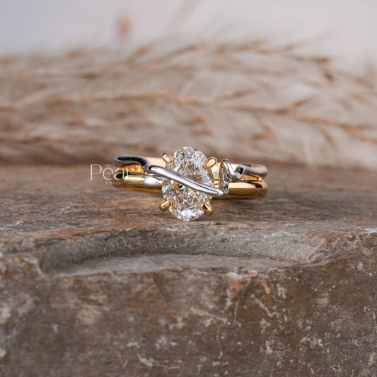 Oval Lock Solitaire Lab grown Diamond Ring - Pear Jewels
