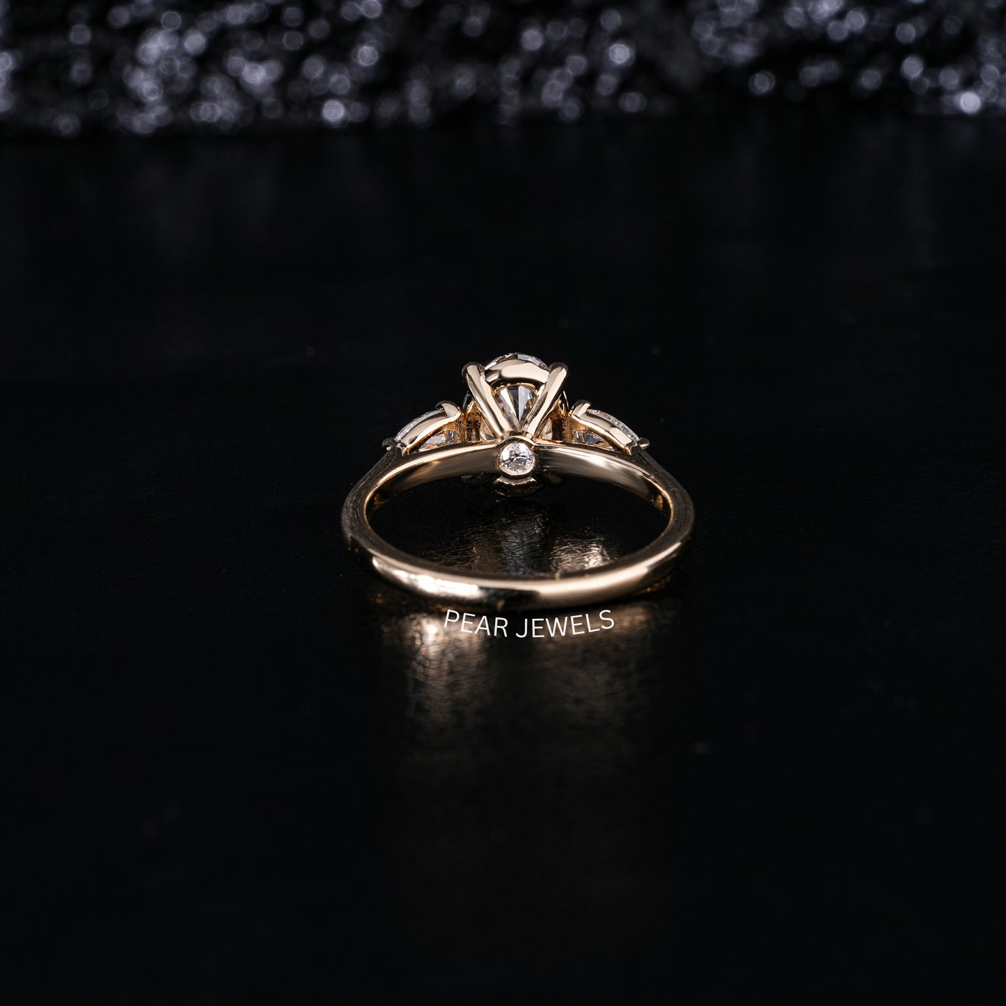 1.5Ct Oval & Pear Three Stone Labgrown Diamond Engagement Ring