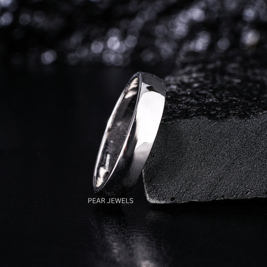4mm White Gold Wedding Mens Band - Pear Jewels