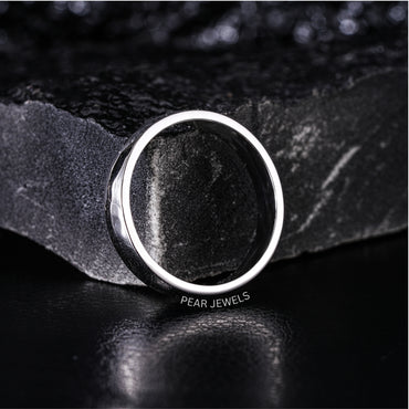 4mm White Gold Wedding Mens Band - Pear Jewels