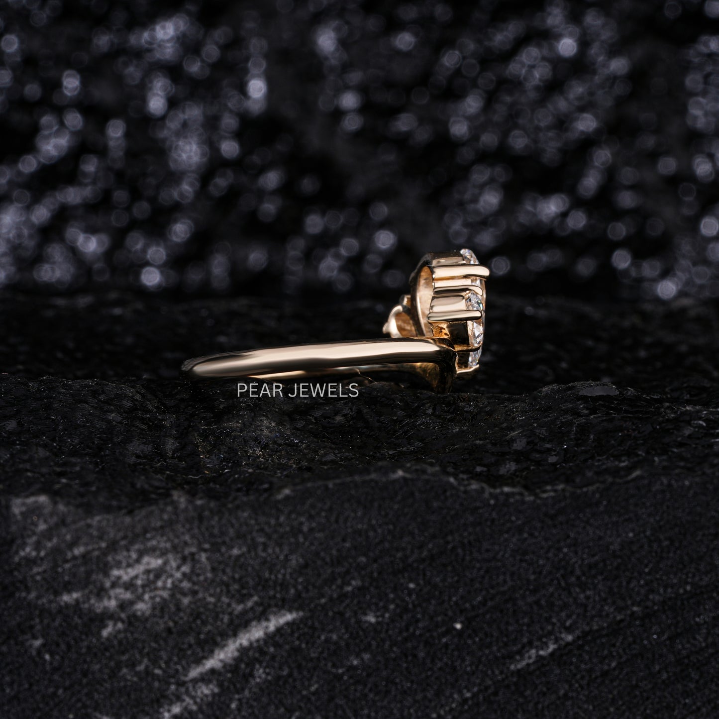 1.0Ct Pear Three Stone Fancy Labgrown Diamond Ring